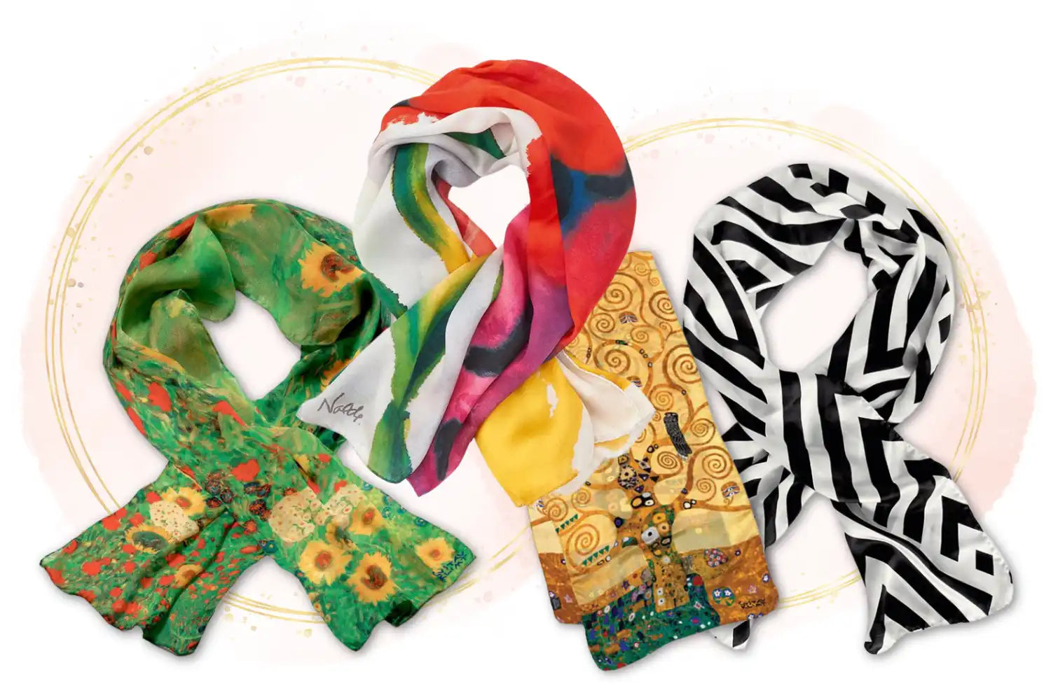 Viele bunte Seidenschals