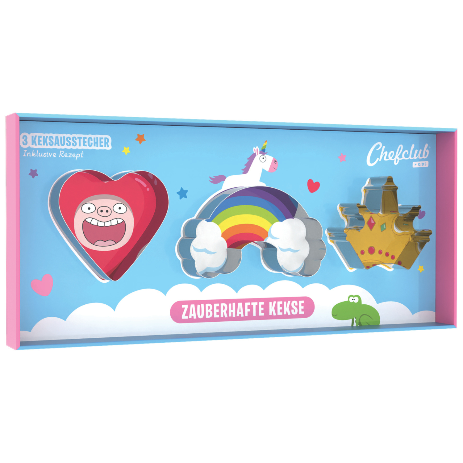 3 Keksausstecher aus Metal (Herz, Regenbogen, Krone)