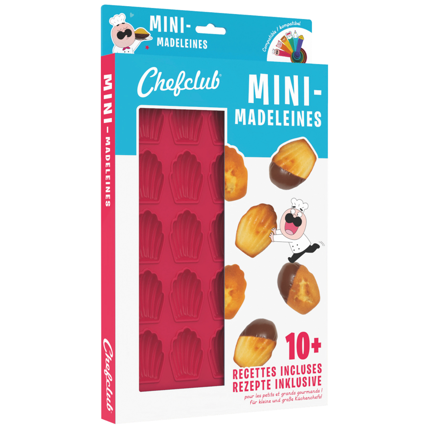 1 Backform für Mini Madeleine aus Silikon mit Halterung aus Eisen. Ebook mit 10 Rezepten inklusive