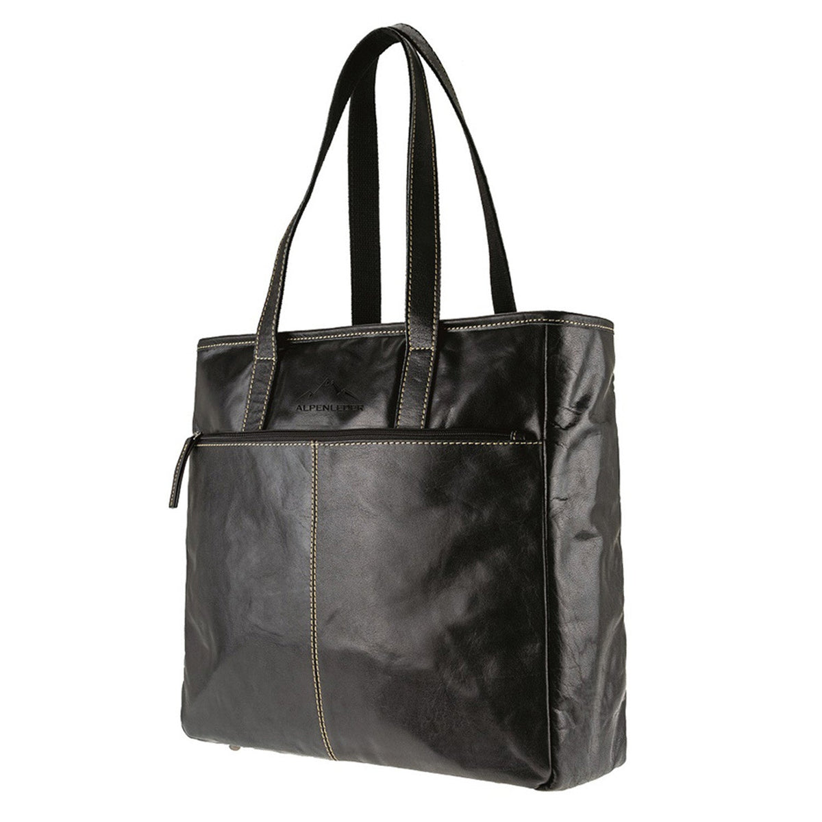 Wasserabweisende Business Handtasche ARCO aus schwarzem Leder für Laptops.