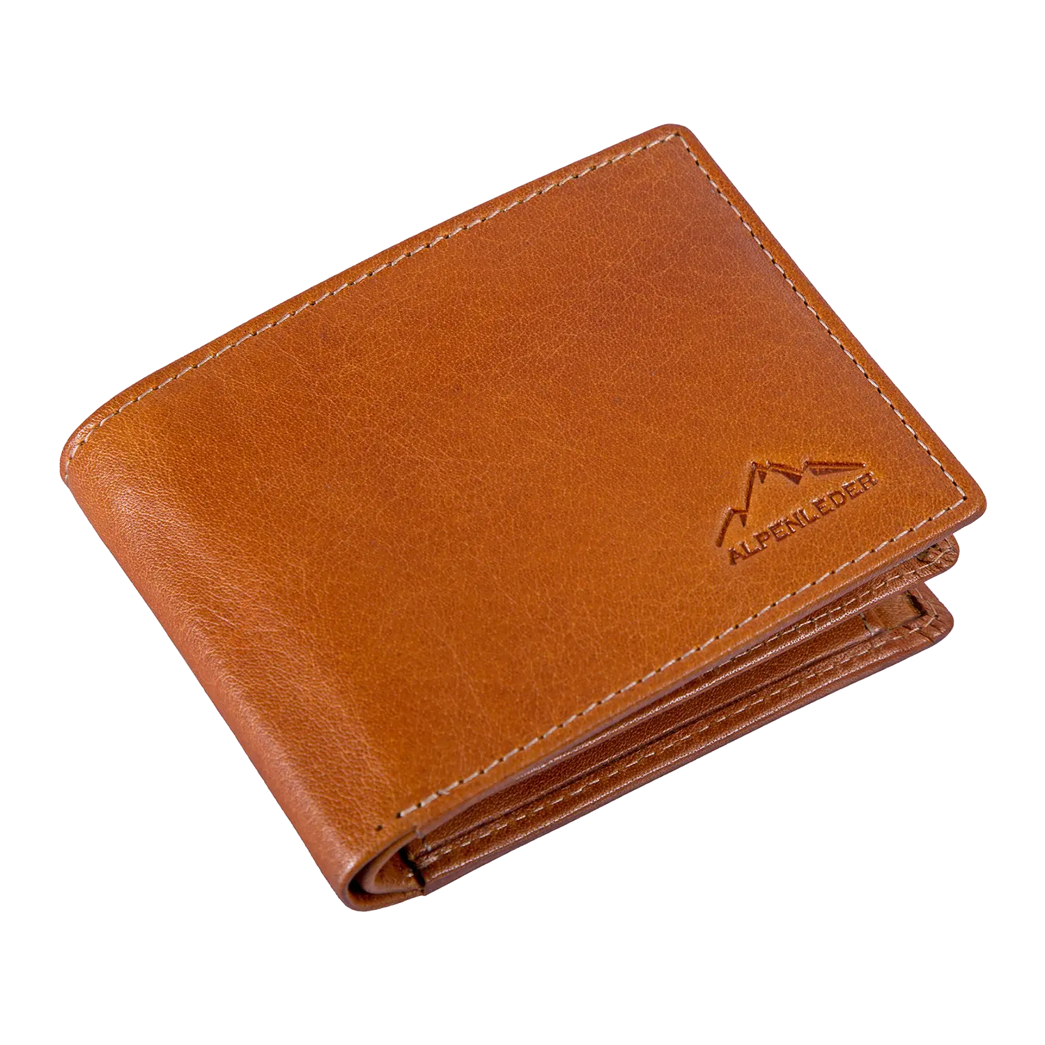 Brauner Herrengeldbeutel AMBRAS aus Büffelleder mit RFID-Schutz.