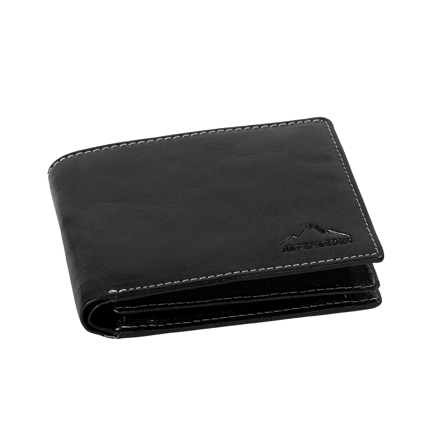 Herrengeldbeutel AMBRAS aus schwarzem Büffelleder mit RFID-Schutz.