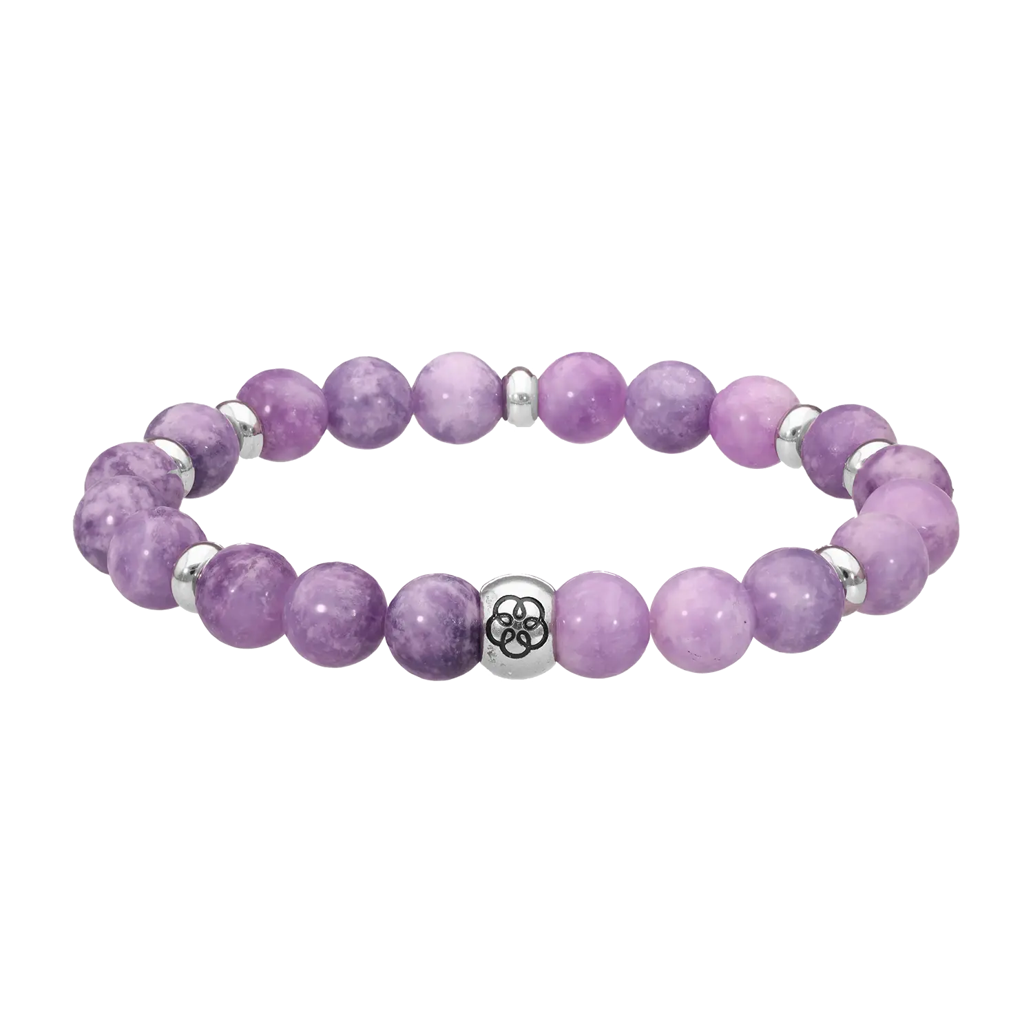 Armband Stabilisierung mit silbernem Blumenanhänger für innere Balance.