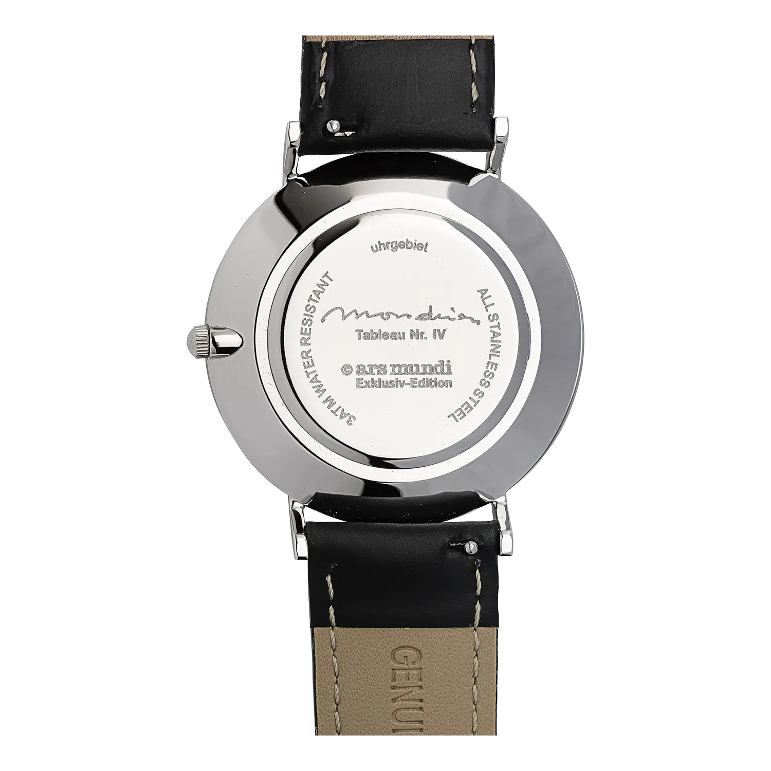 Rückansicht von Mondrian - Tableau Nr. IV Exklusiv-Edition Uhr, Lederband.