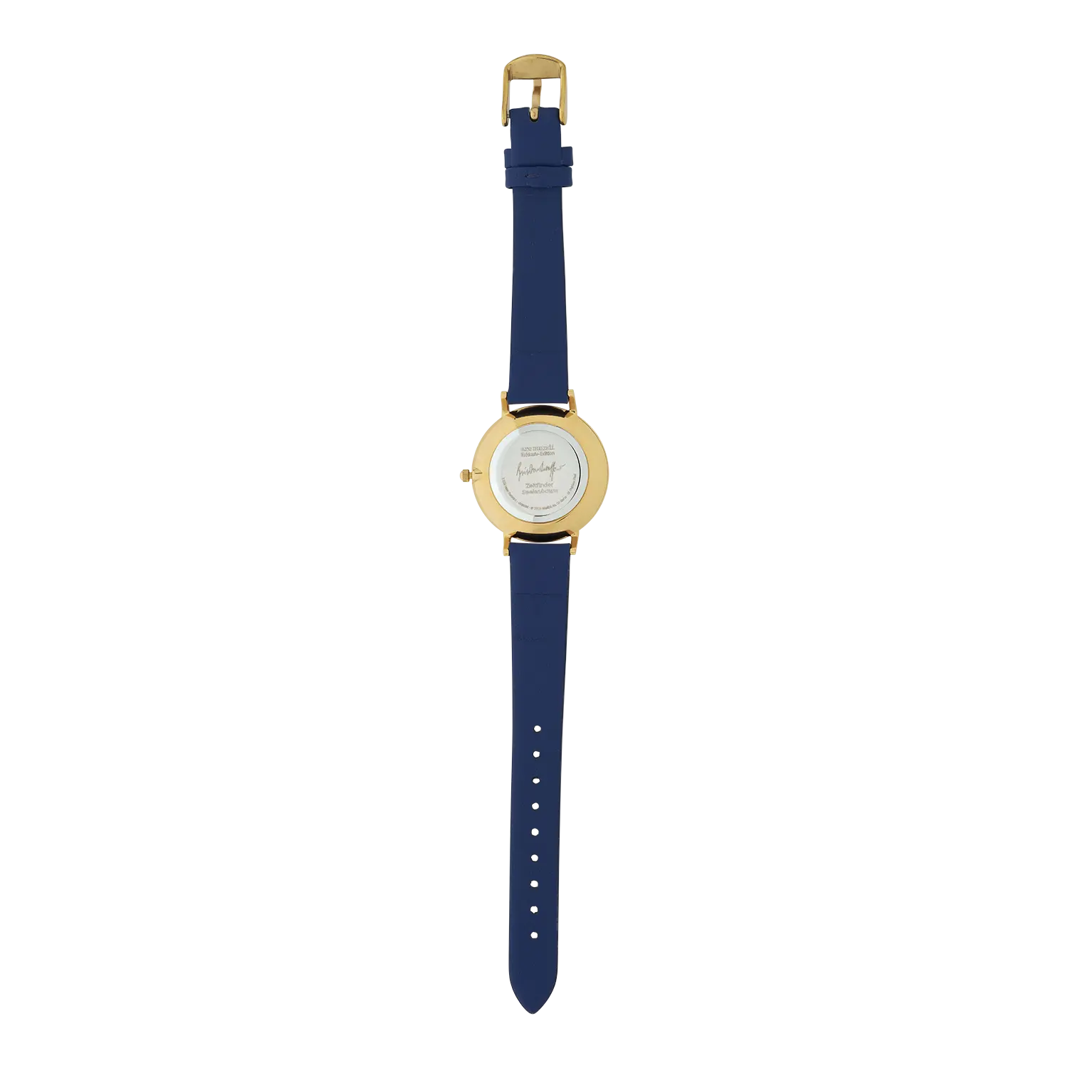 Ars mundi Künstler-Armbanduhr "Zeitfinder Seelenbaum", gold, blaues Band, Design.
