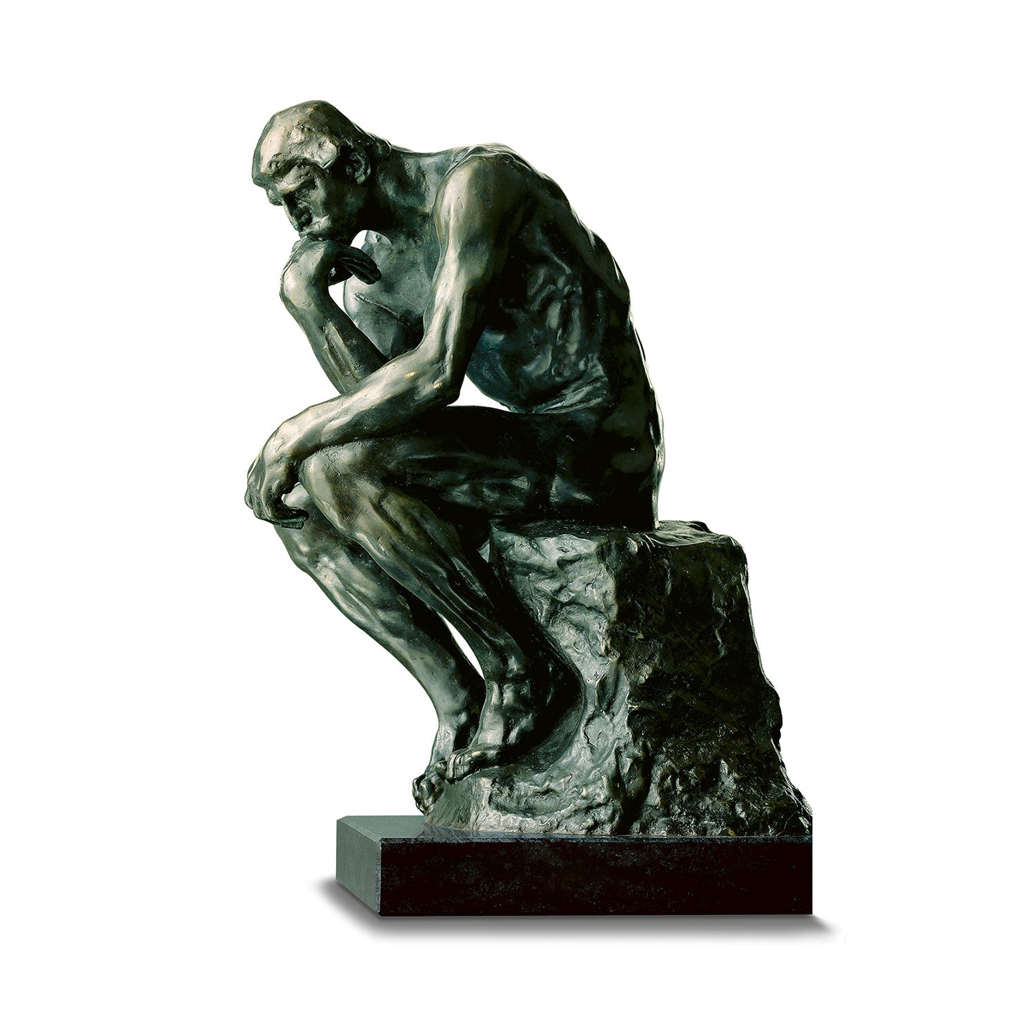 Auguste Rodin „Der Denker", polymerer Kunstguss mit bronzierter Oberfläche, 26 cm