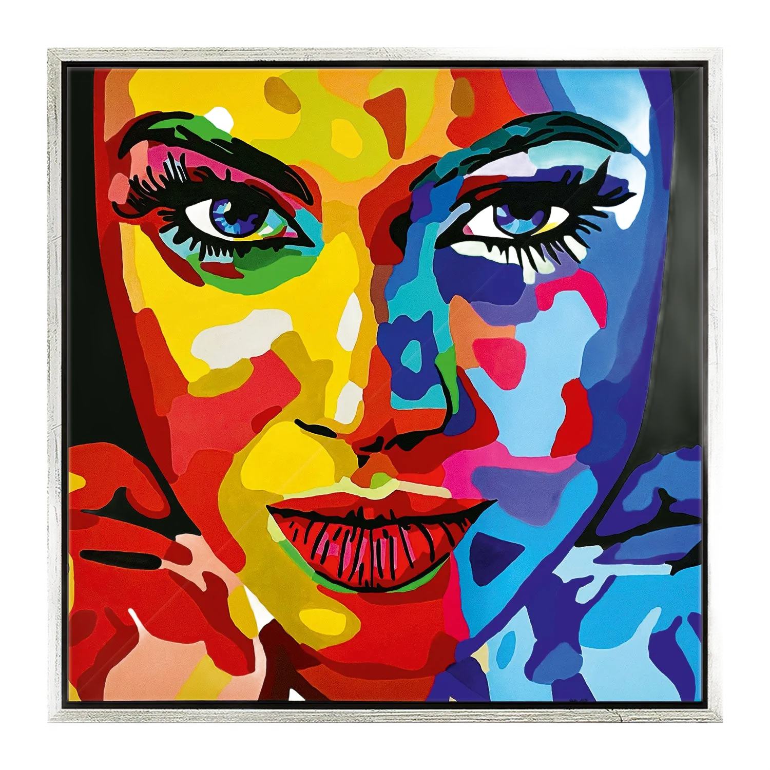 Buntes, abstraktes "Pretty Woman"-Porträt, Fine Art Giclée Gemälde 2022.