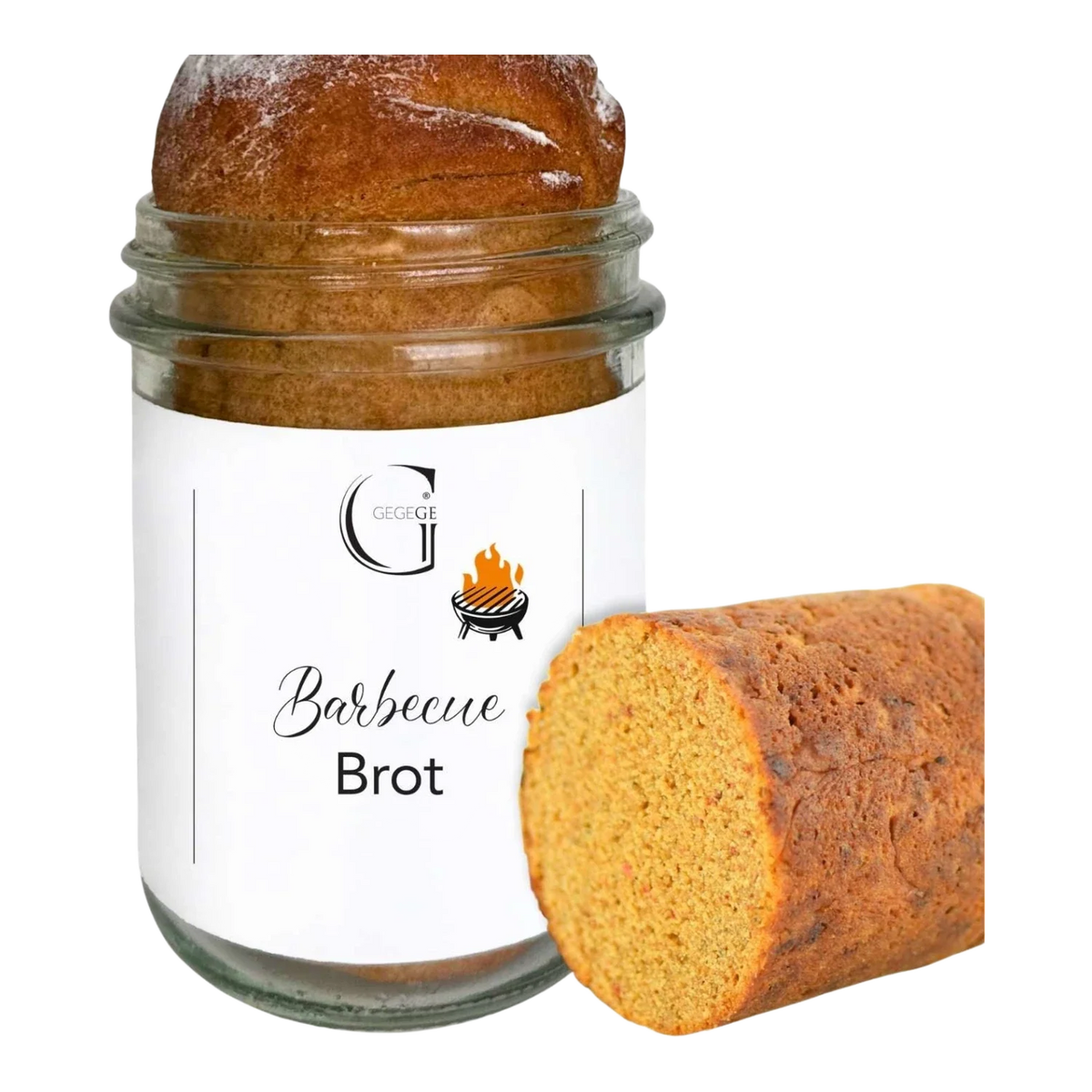 Brot im Glas Barbecue mit angeschnittenem Brot