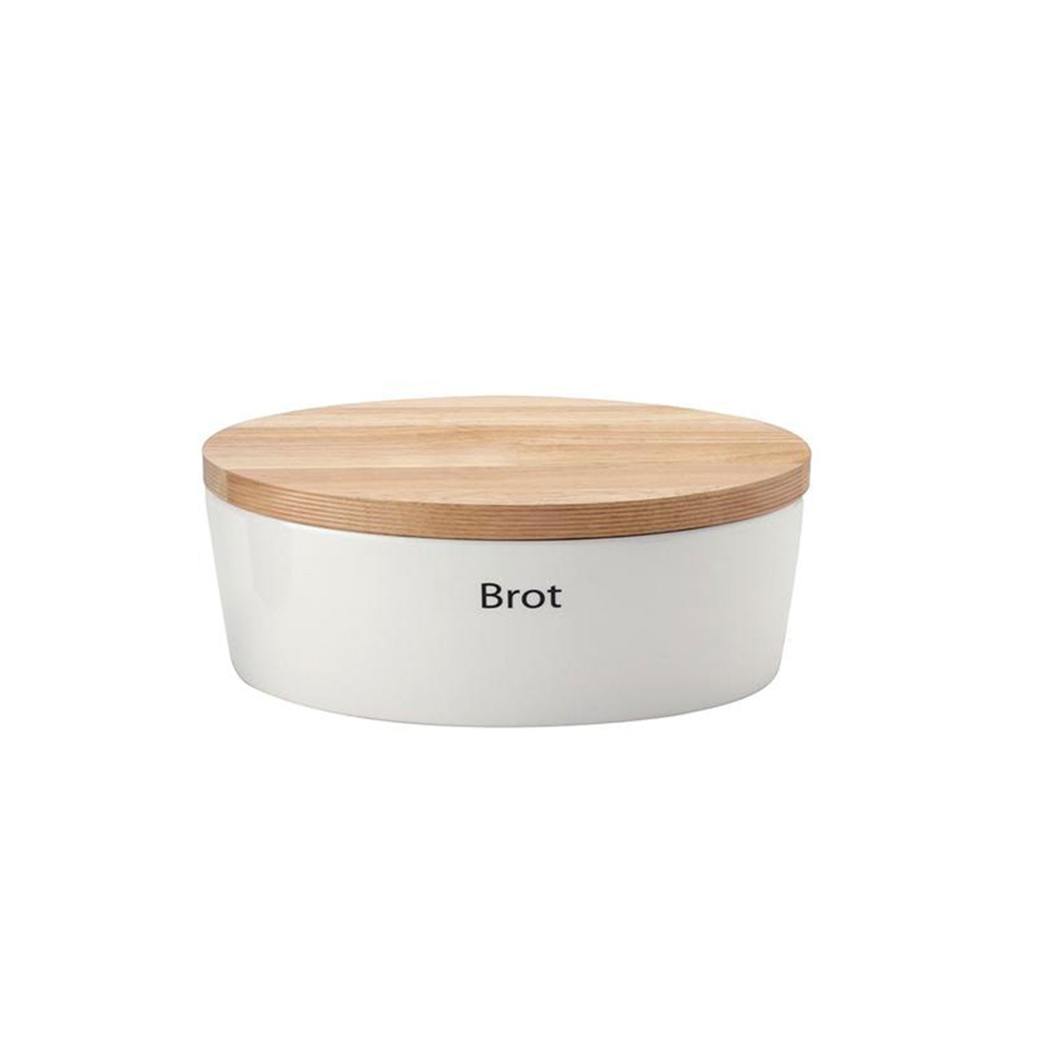 Der Keramik Brottopf mit Holzdeckel ist ein weißer Brotkasten aus Keramik mit der schwarzen Aufschrift „Brot“ auf der Vorderseite. Mit seinem Naturholzdeckel vereint er Eleganz und Funktionalität und hält Ihr Brot frisch.