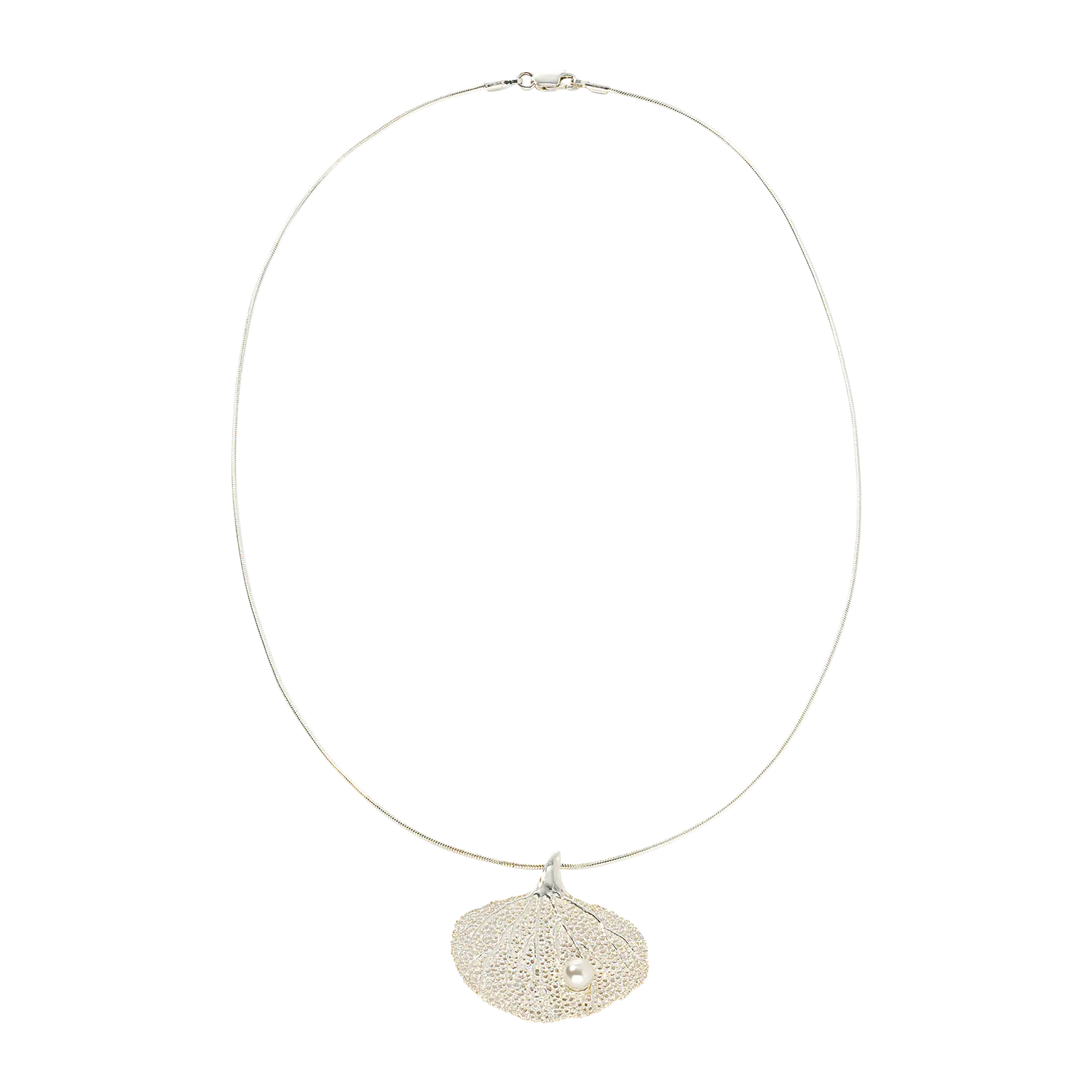 Naturnahes Collier Fächerkoralle Perle aus 925er-Sterlingsilber auf Kette.