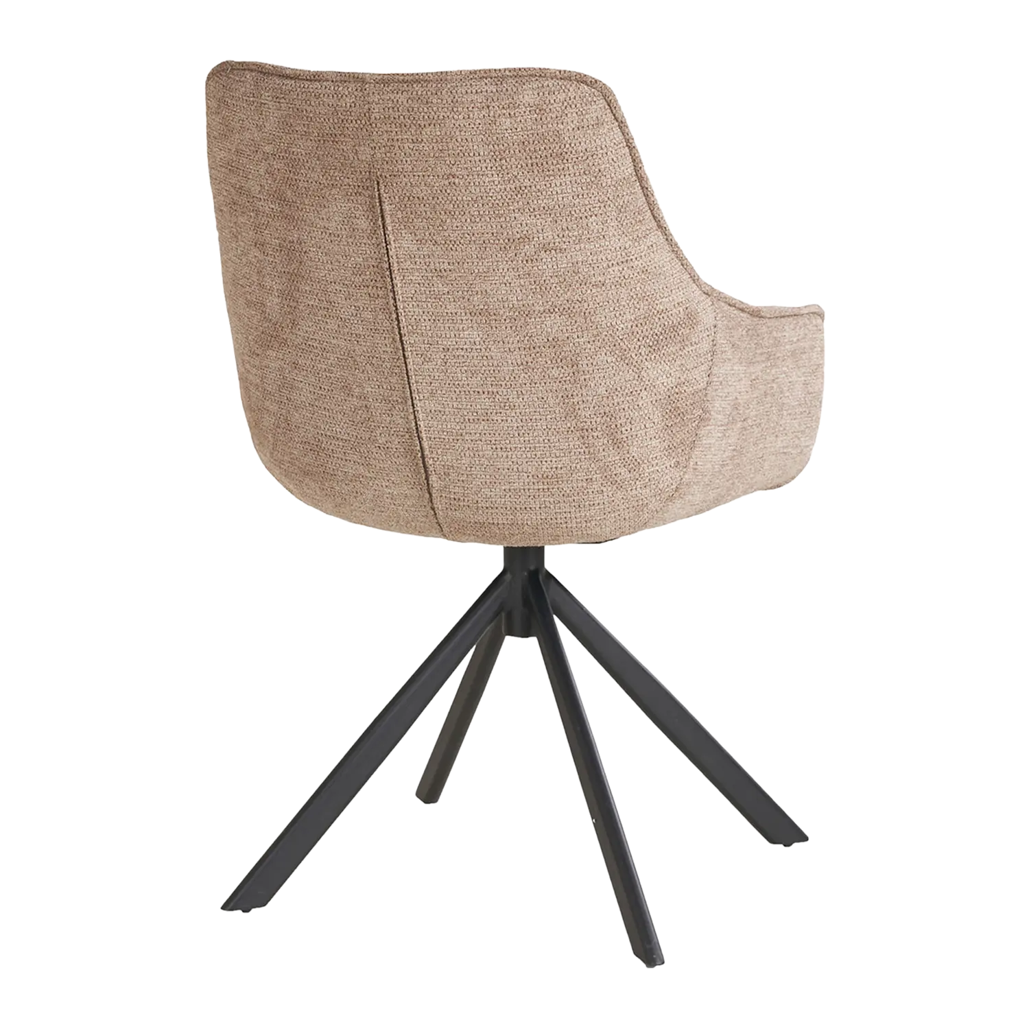 Diningsessel San Carlo: Brauner gepolsterter Stuhl, schwarze Metallbeine, moderne Rückenansicht.