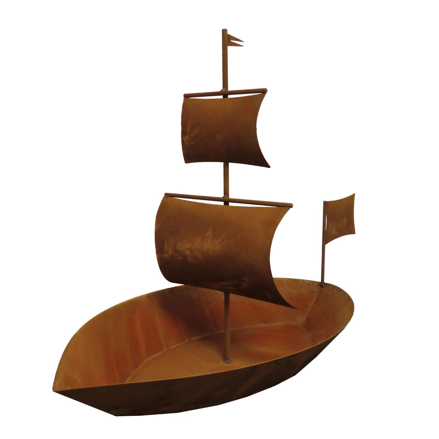 Edelrost-Schiff zum Bepflanzen: Maritime Gartendeko aus Metall