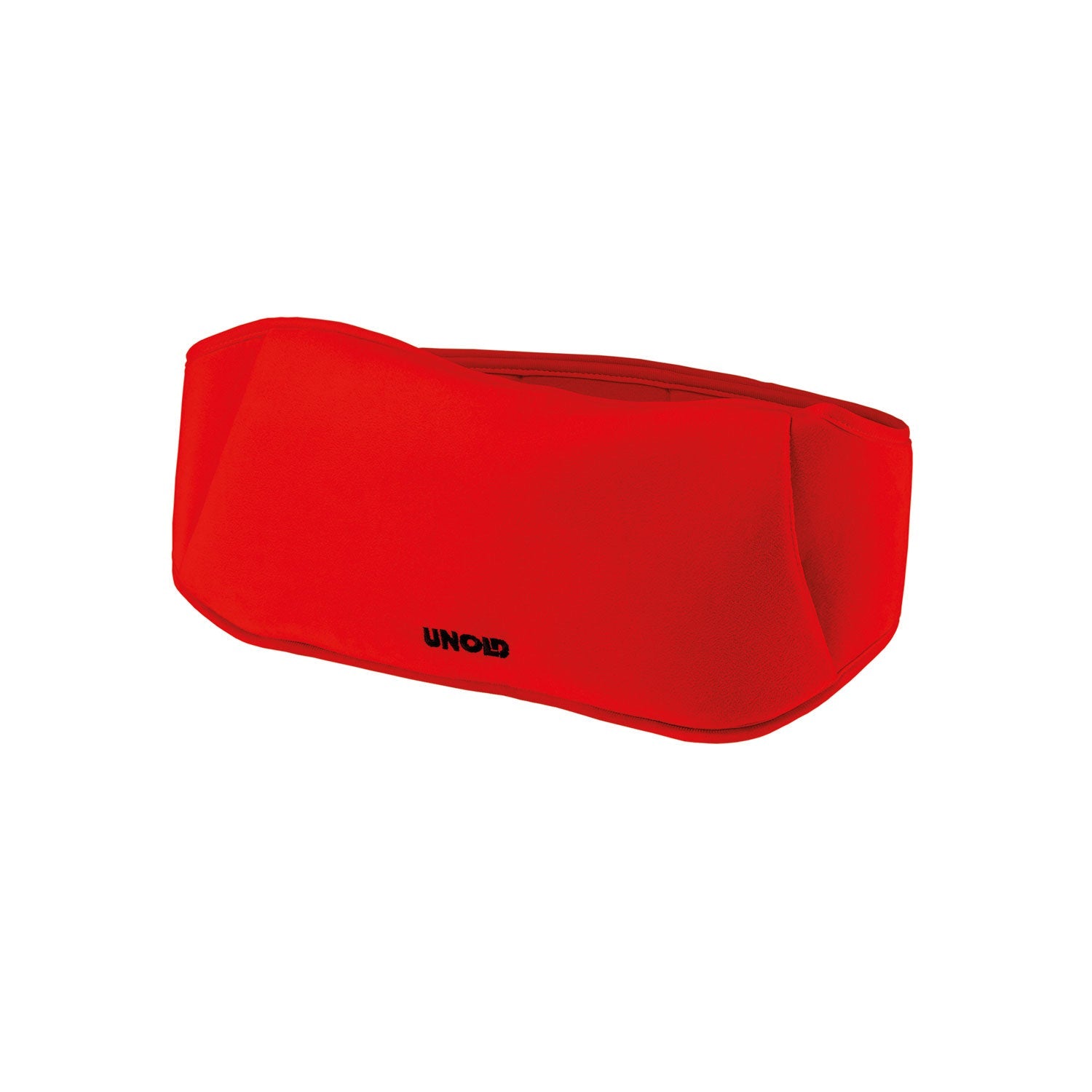 Rote Gürteltasche mit dem Aufdruck „UNOID“ auf weißem Hintergrund. Kompakt gestaltet, um die wohltuende Wirkung zu bieten, wichtige Dinge freihändig zu tragen und gleichzeitig einen eleganten Stil beizubehalten, der an die Einfachheit einer „kabellosen elektrischen Wärmflasche“ erinnert.