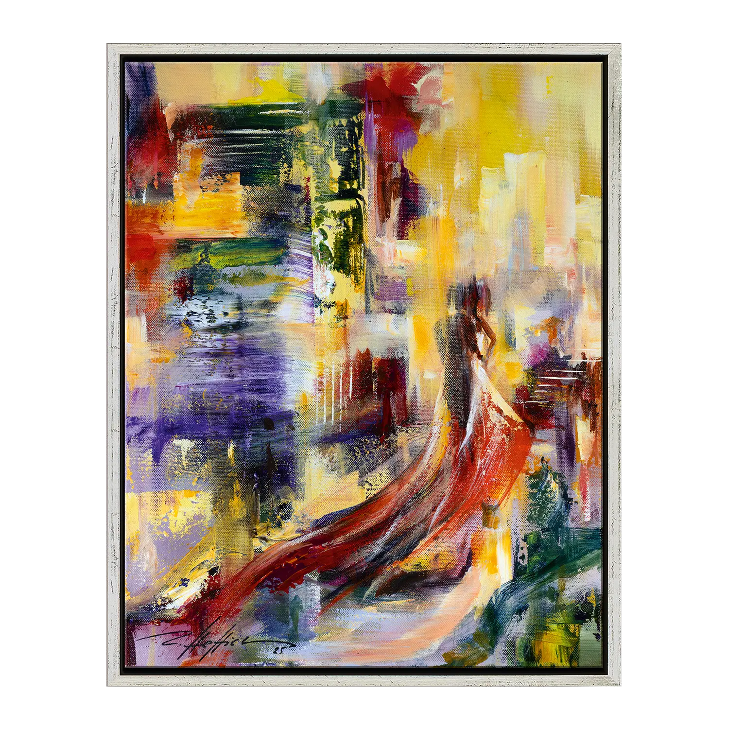 Abstrakte Kunst "Der Weg zum Kuss" von ars mundi auf Leinwand mit lebendigen Strichen.