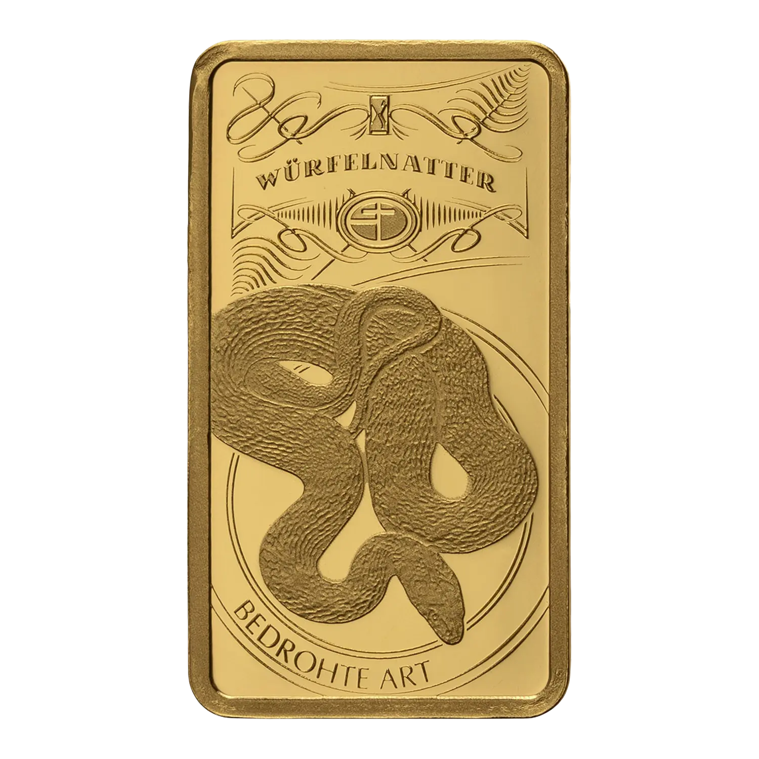 Goldbarren Bedrohte Tierarten Würfelnatter mit Feingold 999 graviert.