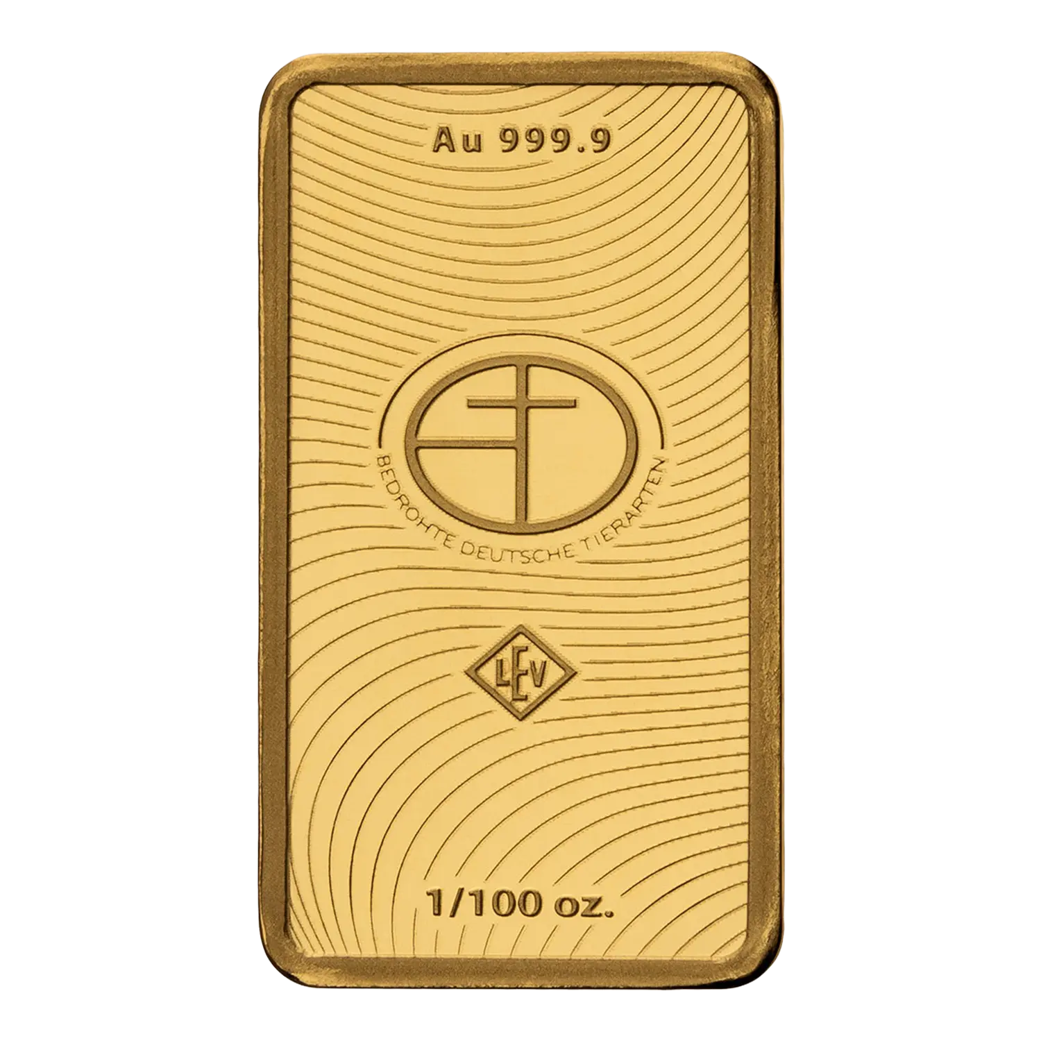 Eine rechteckige Goldbarren Bedrohte Tierarten Sumpf-Heidelibelle mit gewellten Linien.