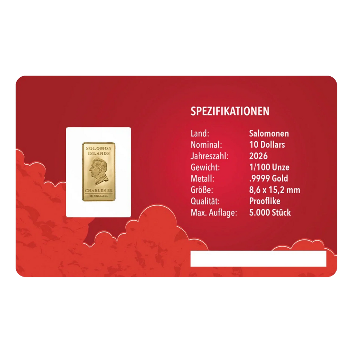 Goldbarren 'Schutzengel' in Geschenkkarte mit Schleife