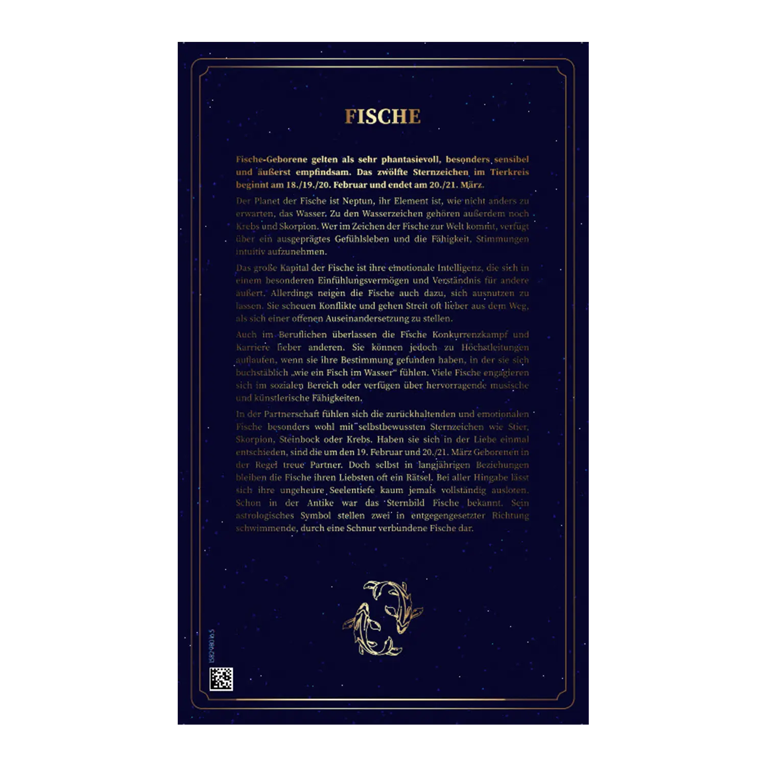 Dekorative Goldbarren Sternzeichen Fische Karte mit Feingold Akzenten.