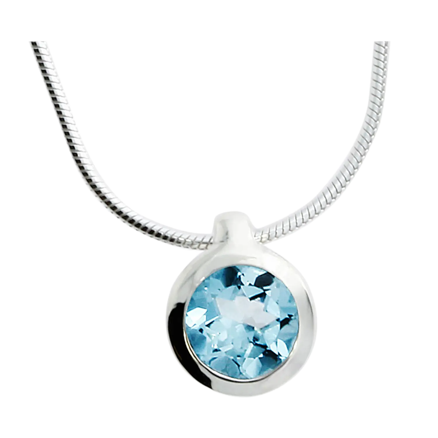 Kettenanhänger Silber mit Sky Blue Topas im flexbox Bild-Wrapper.