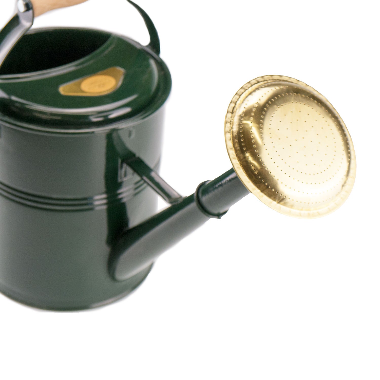 Grüne "Kleine Gießkanne mit Holzgriff", 5L, Sprinklerkopf aus Messing, englischer Stil.