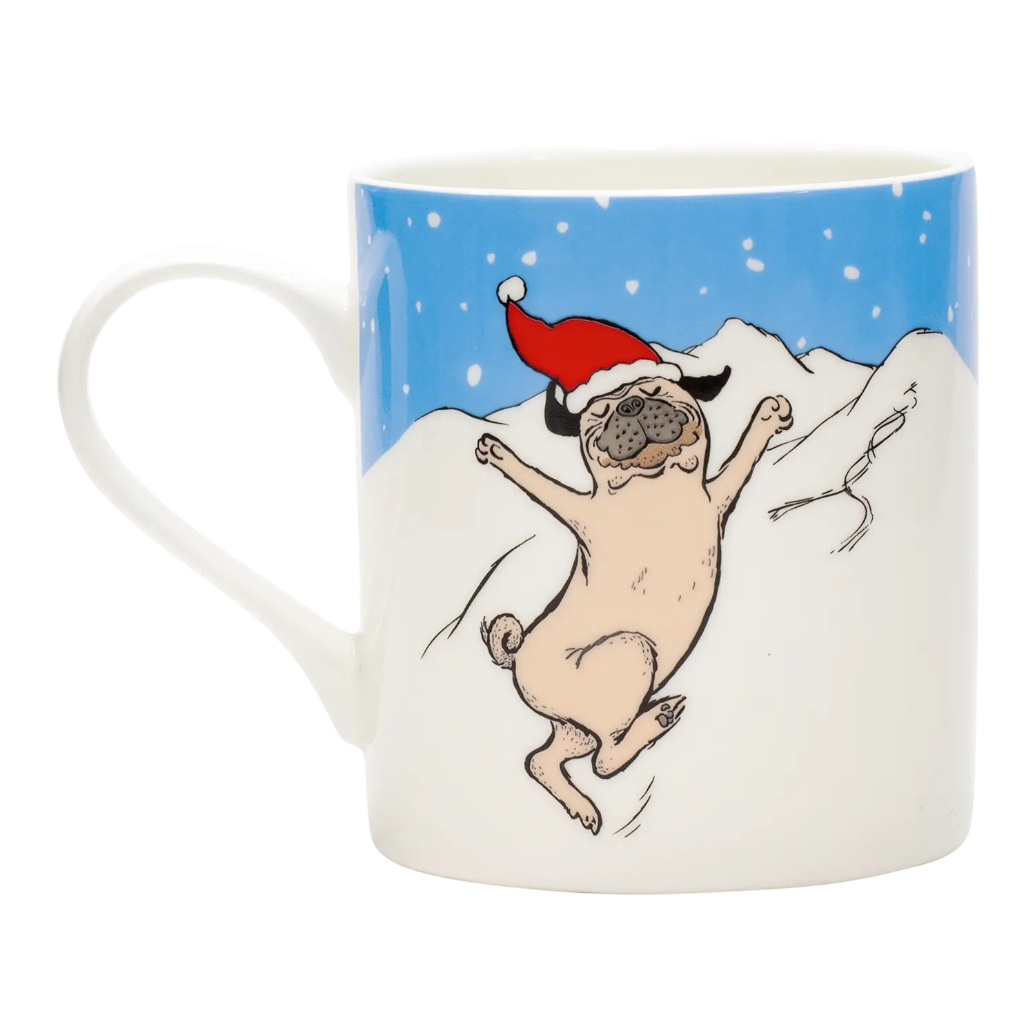 2er Set ars mundi Becher: Weihnachtsmops Weihnachtsmann, Bone China Porzellan