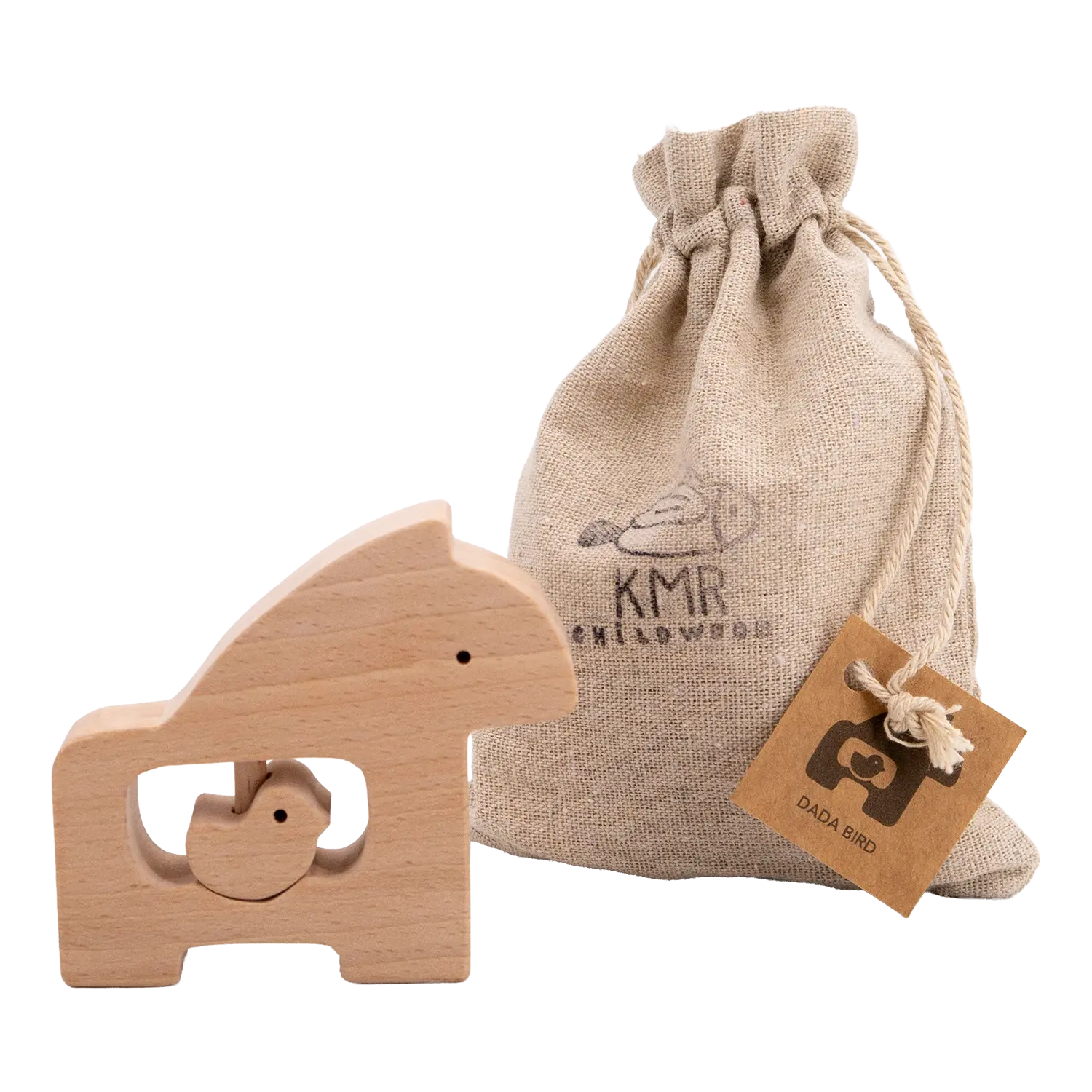 Natürliche Baby Holzrassel mit Verpackung