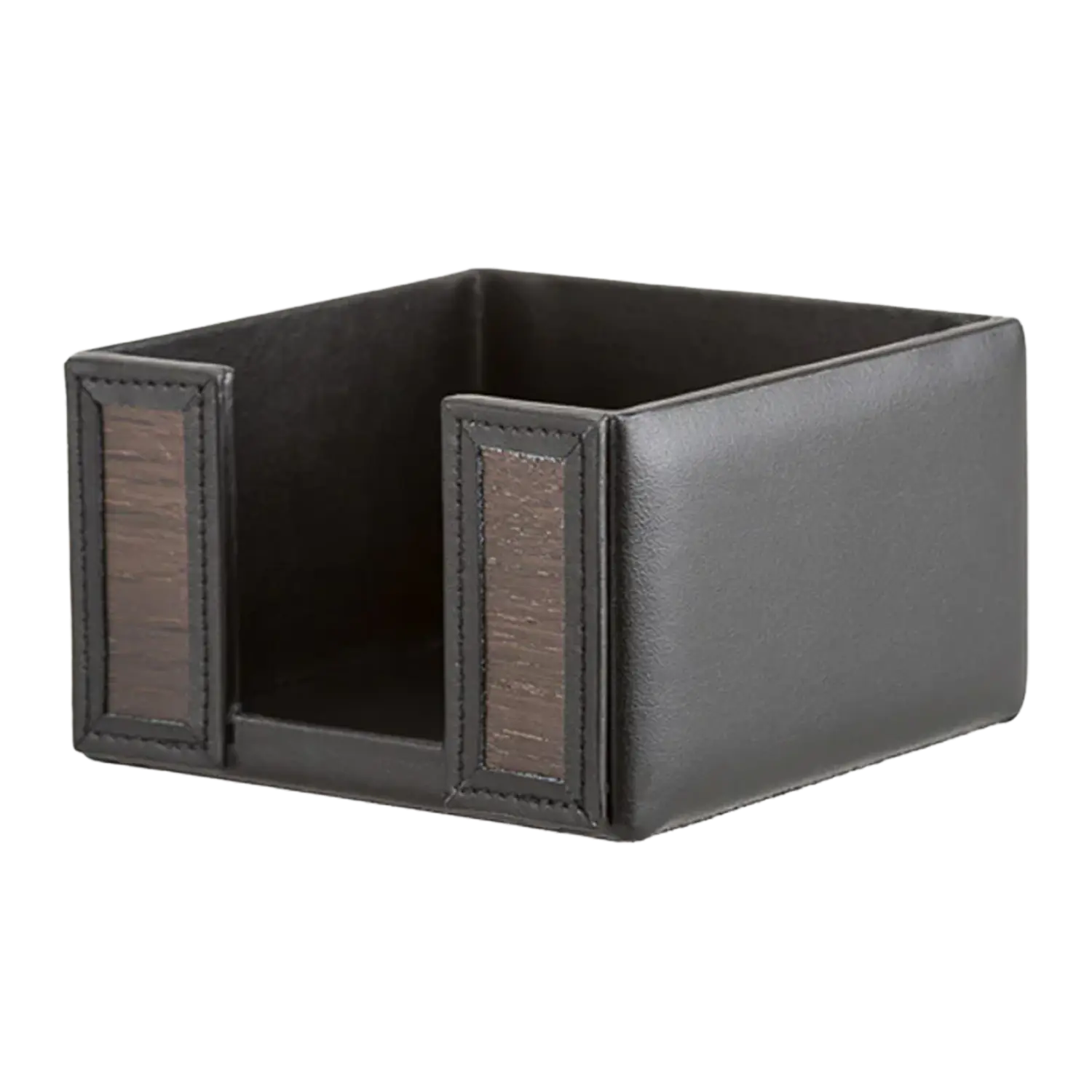 Notizzettelspender aus Räuchereiche und Rindleder, deutsche Handwerkskunst.