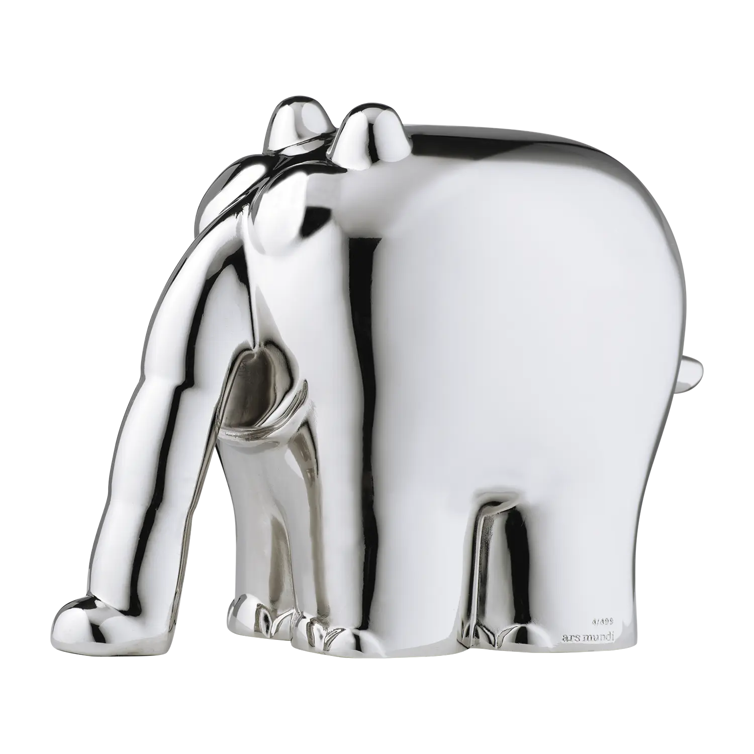 Silberglänzende Skulptur Ottifant von ars mundi, exklusive Auflage.