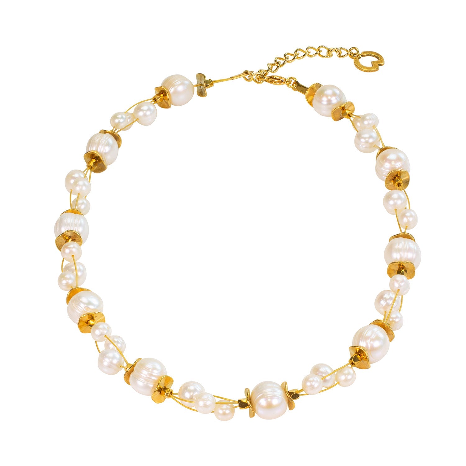 Collier „Hawaii" aus Süßwasserzuchtperlen und 24-Karat-vergoldetem Messing von Petra Waszak