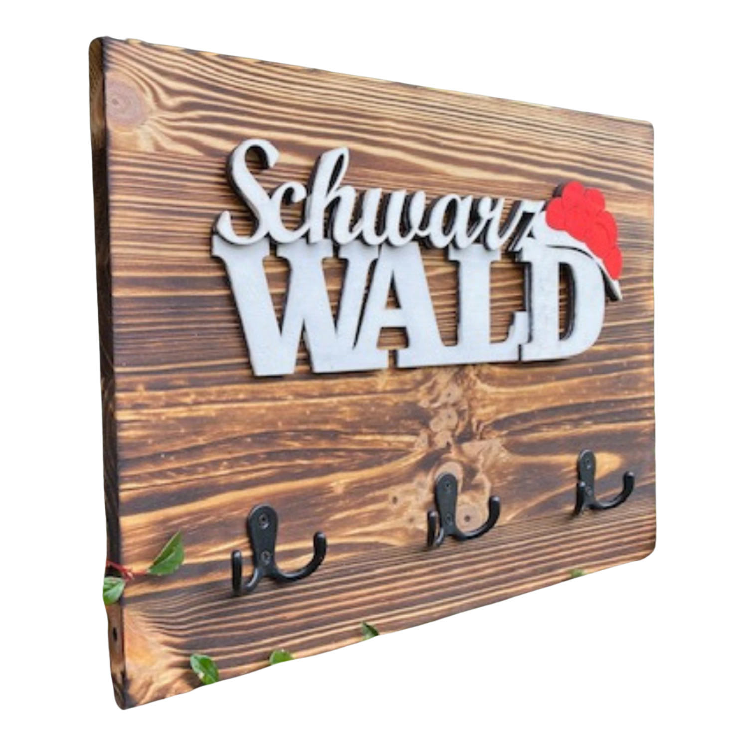 Schwarzwald Schlüsselbrett "Christine" aus Kiefernholz mit drei Haken.