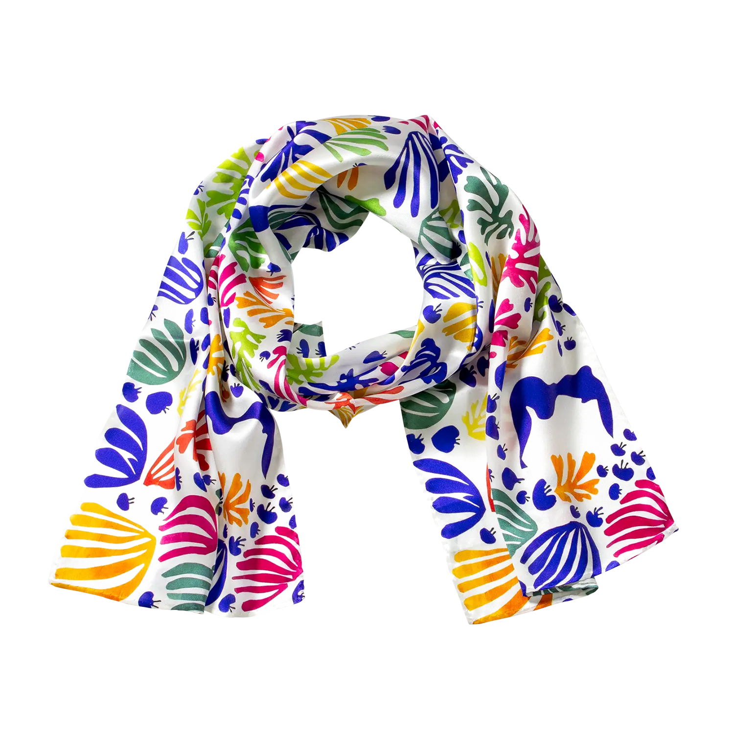 Seidenschal "La perruche et la sirène" aus 100 Seide, inspiriert von Matisse.