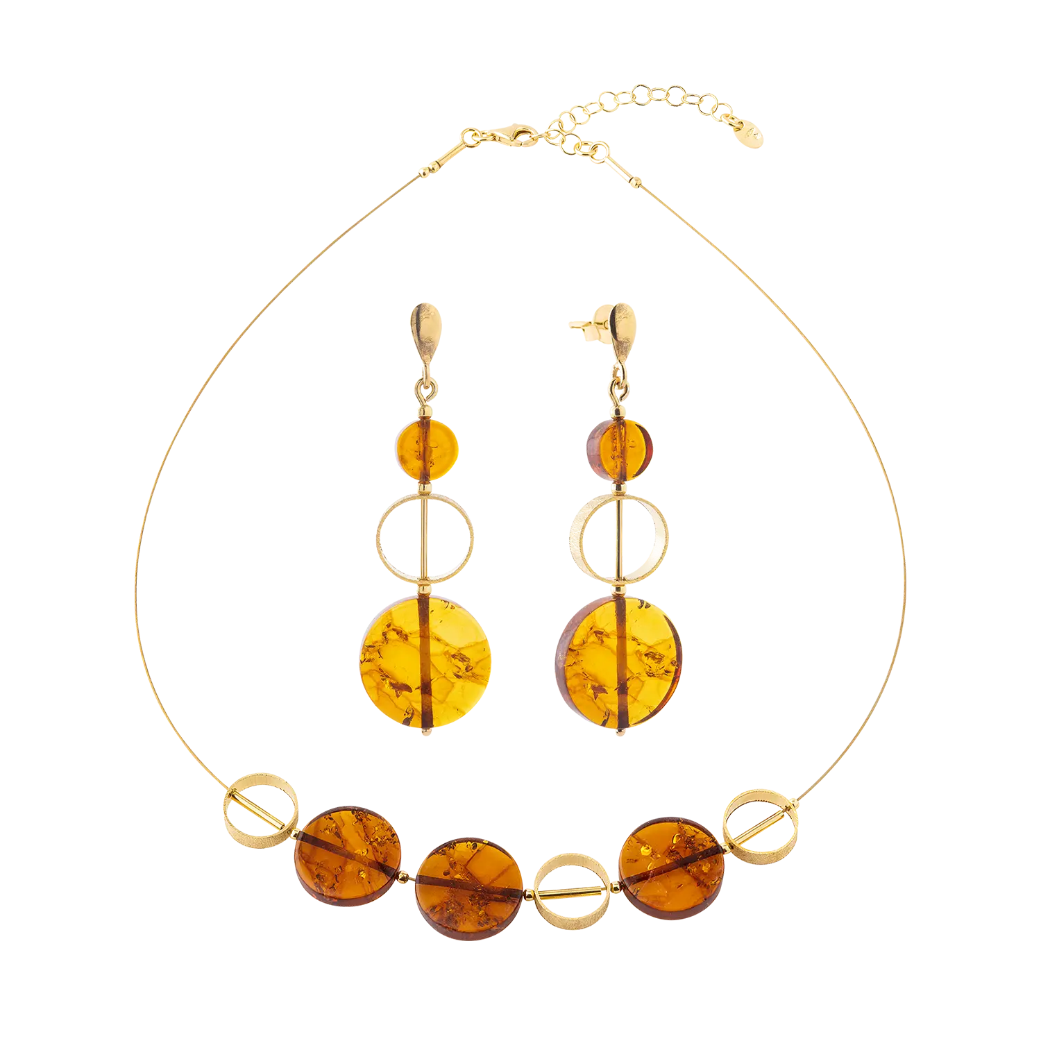 Schmuckset "Sinope" mit Collier Damen und passenden Ohrringen in Bernstein.