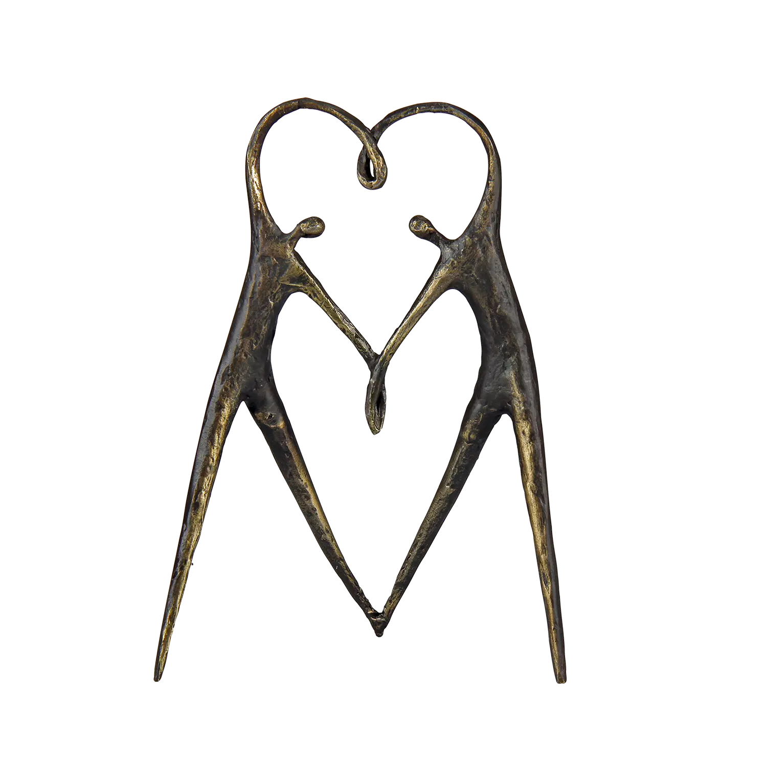 Bronzierte Skulptur "Herzensangelegenheit" - Zwei Figuren bilden ein Herz.