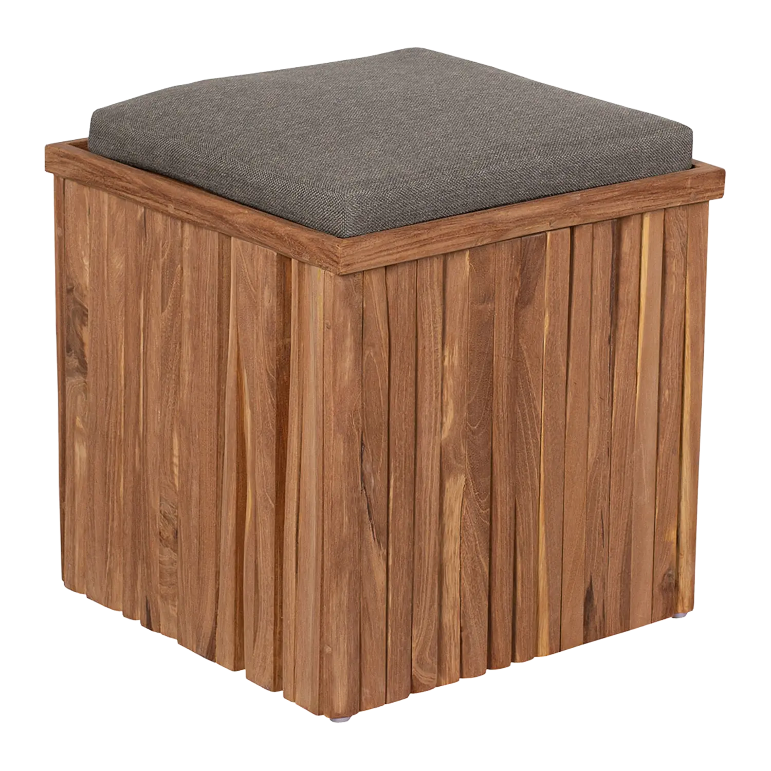 Teak Box Hocker Oxford mit gepolstertem Sitz, ideal für reaktionsschnelle Layouts.