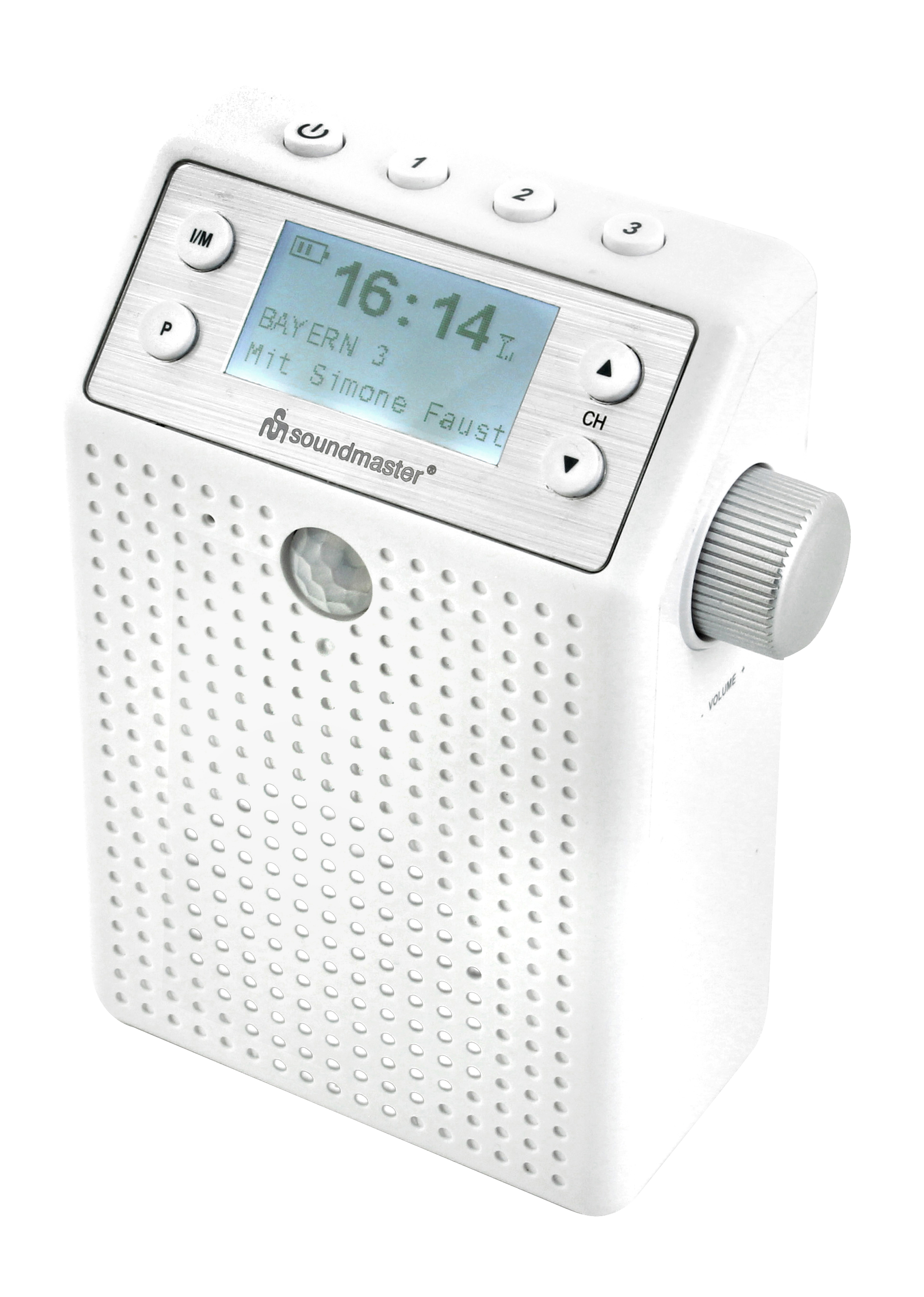 DAB+/UKW-Steckdosenradio mit Bewegungssensor, ideal für Räume, Digitalanzeige.