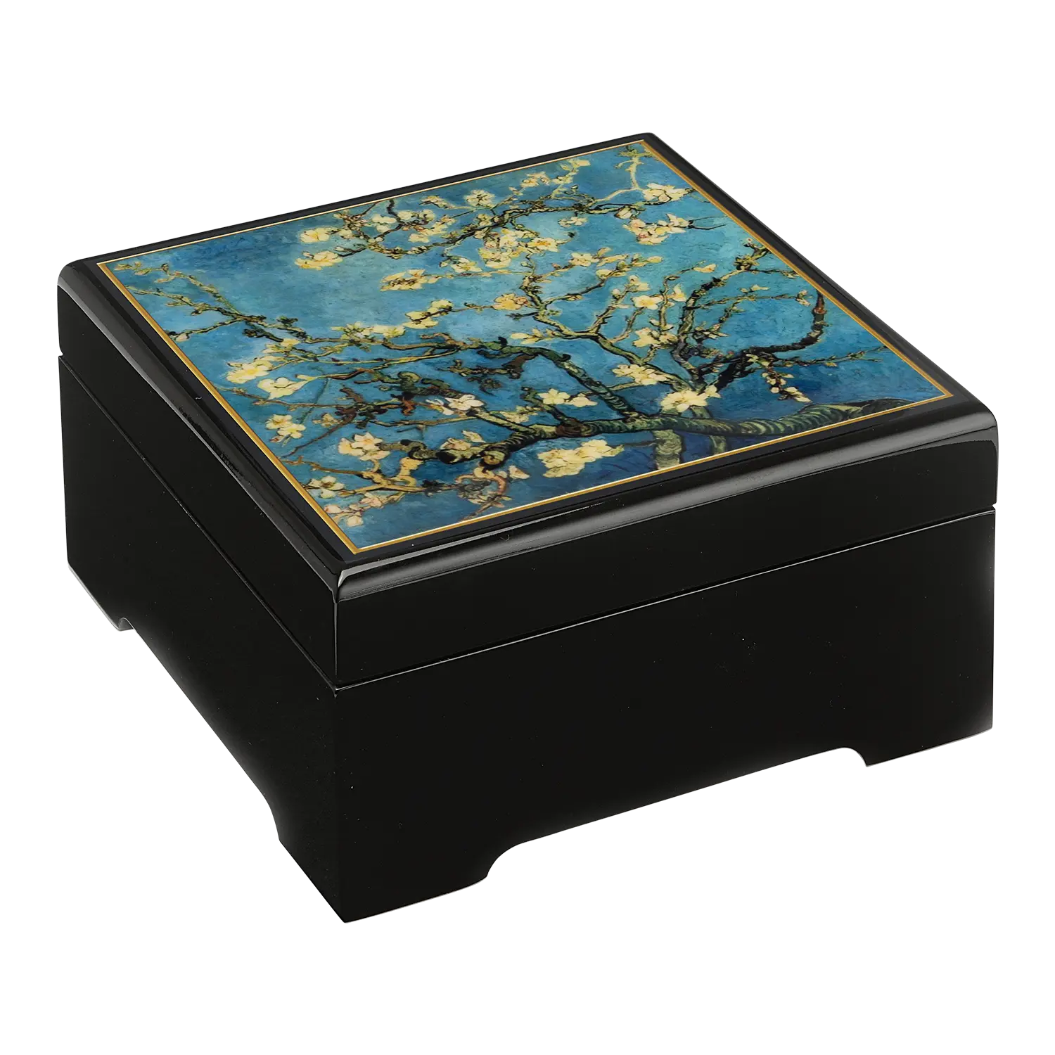 Ars mundi Musik-Schmuckbox "Blühende Mandelbaumzweige" 1890, mit Deckel