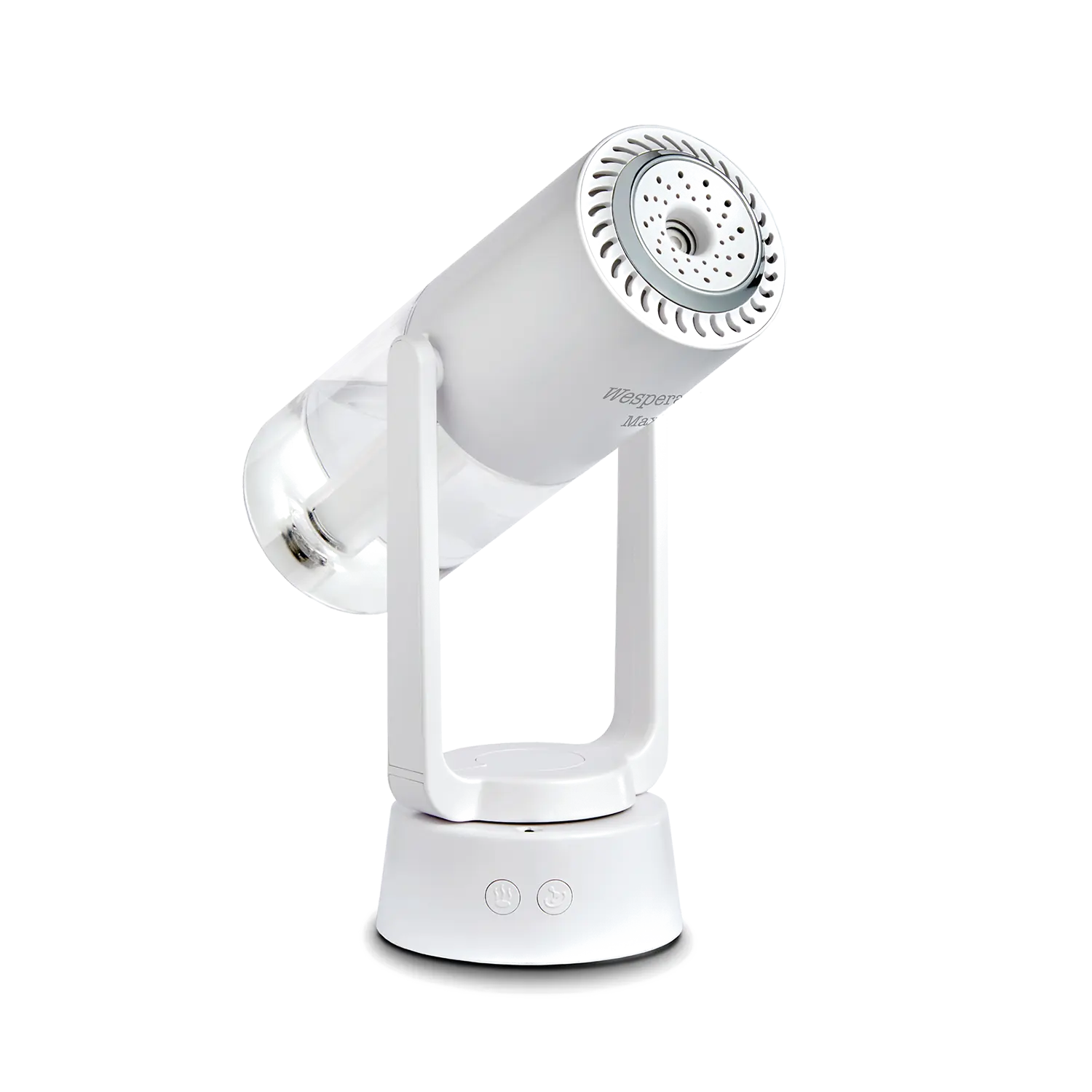 Weißer, zylindrischer Wespenvertreiber Maxi mit Knöpfen und einer transparenten Kammer.