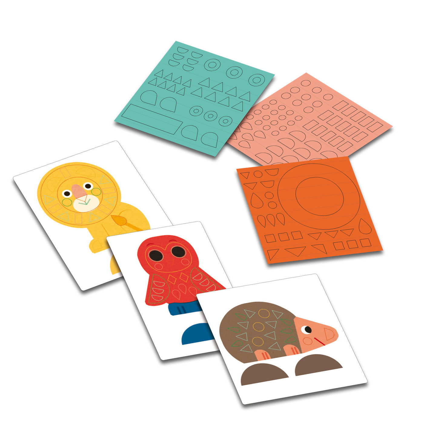 Sechs Bögen von „Meine ersten Aufkleber - Zauberhafte Tiere“ bieten niedliche Tierillustrationen und farbige Schaumstoffaufkleber für kreativen Klebespaß oder lustige Zuordnungsaktivitäten.