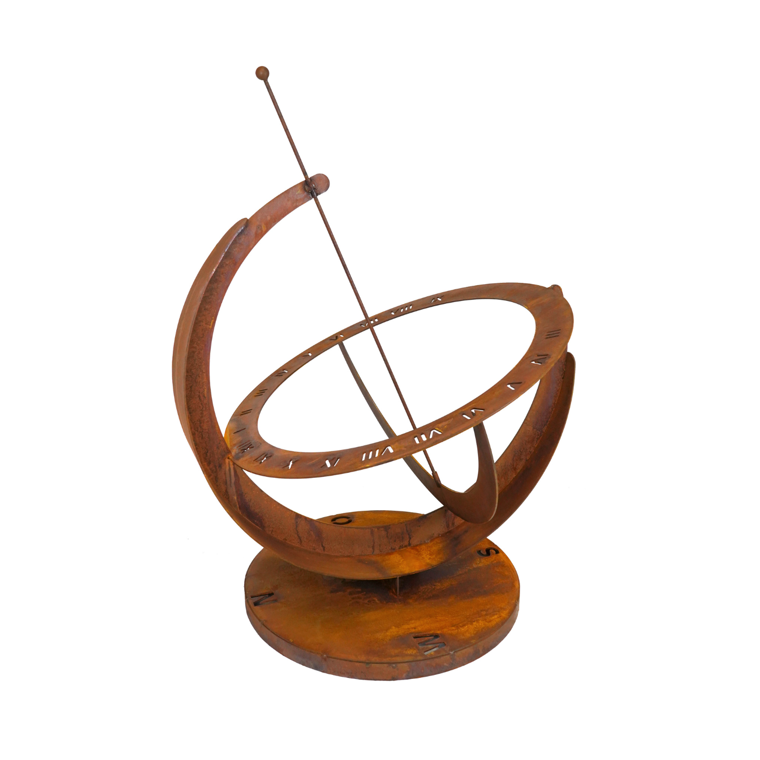 Edelrost Sonnenuhr mit römischen Ziffern-perfekt für Gartendekoration.