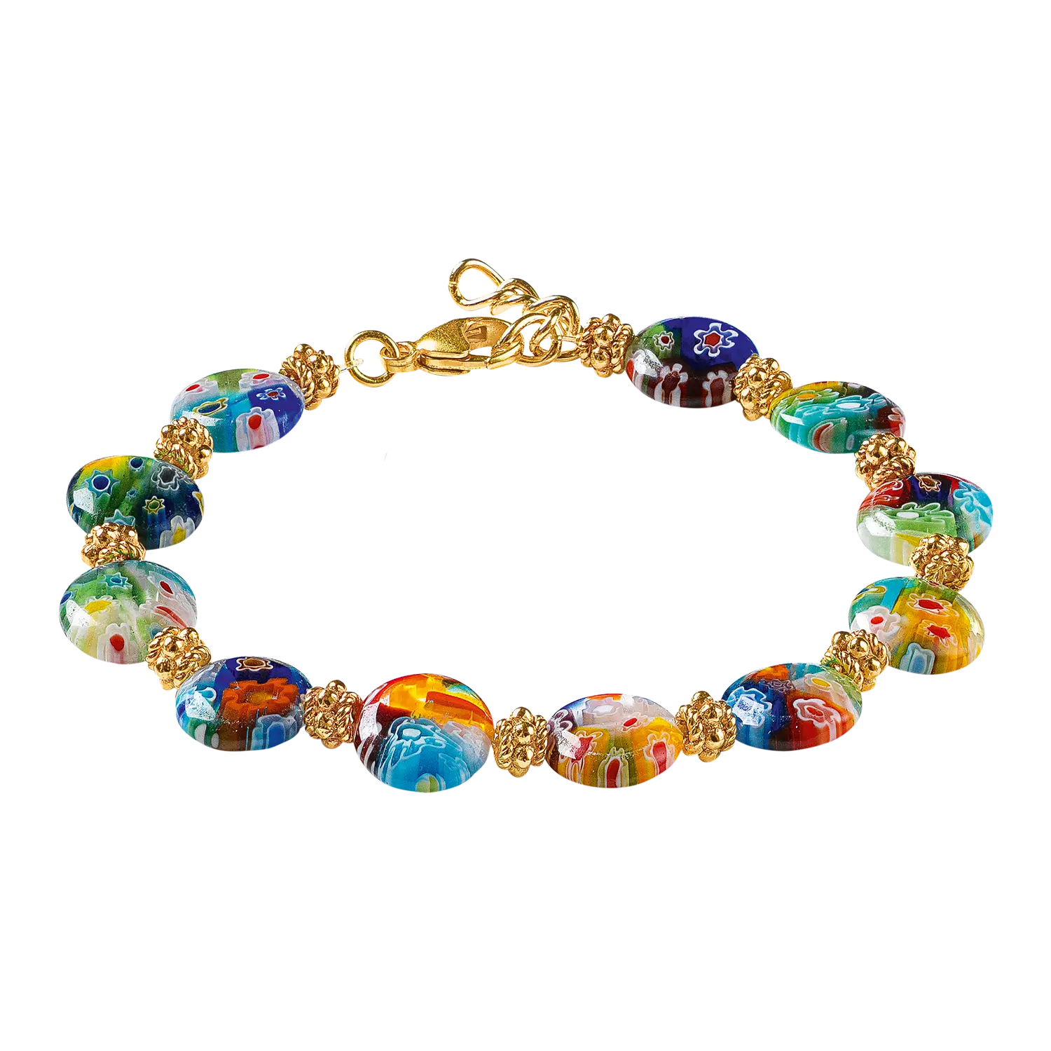 Armband "Mille Fiori" von ars mundi mit Goldakzenten und Muranoglasperlen.