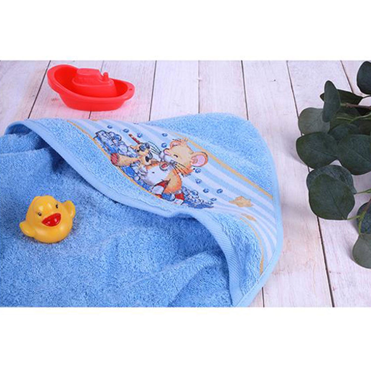 Ein blaues Kinder Kapuzenhandtuch