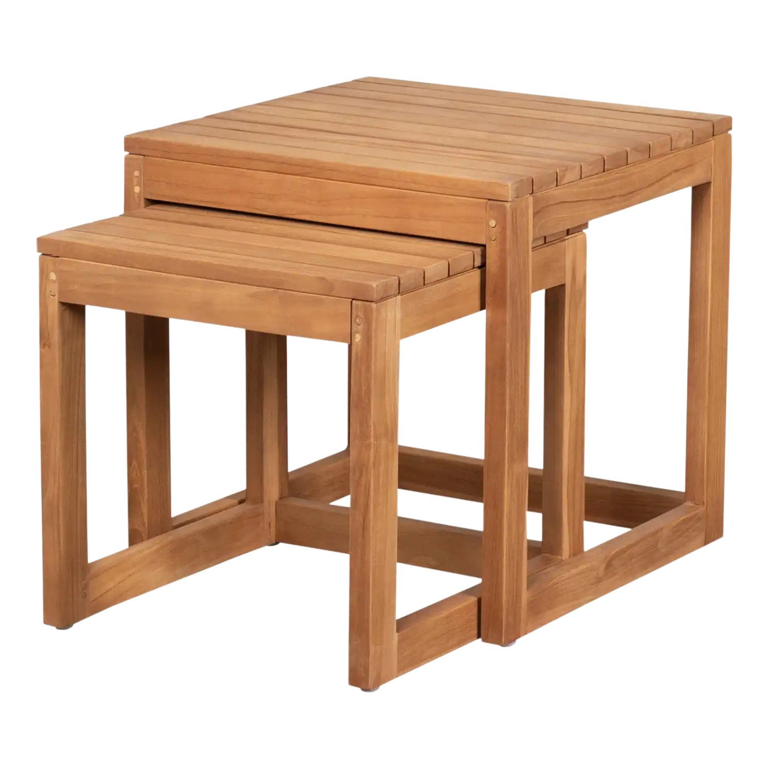 Zwei Beistelltische für Balkon Terrasse, einer davon kleiner und nestbar.