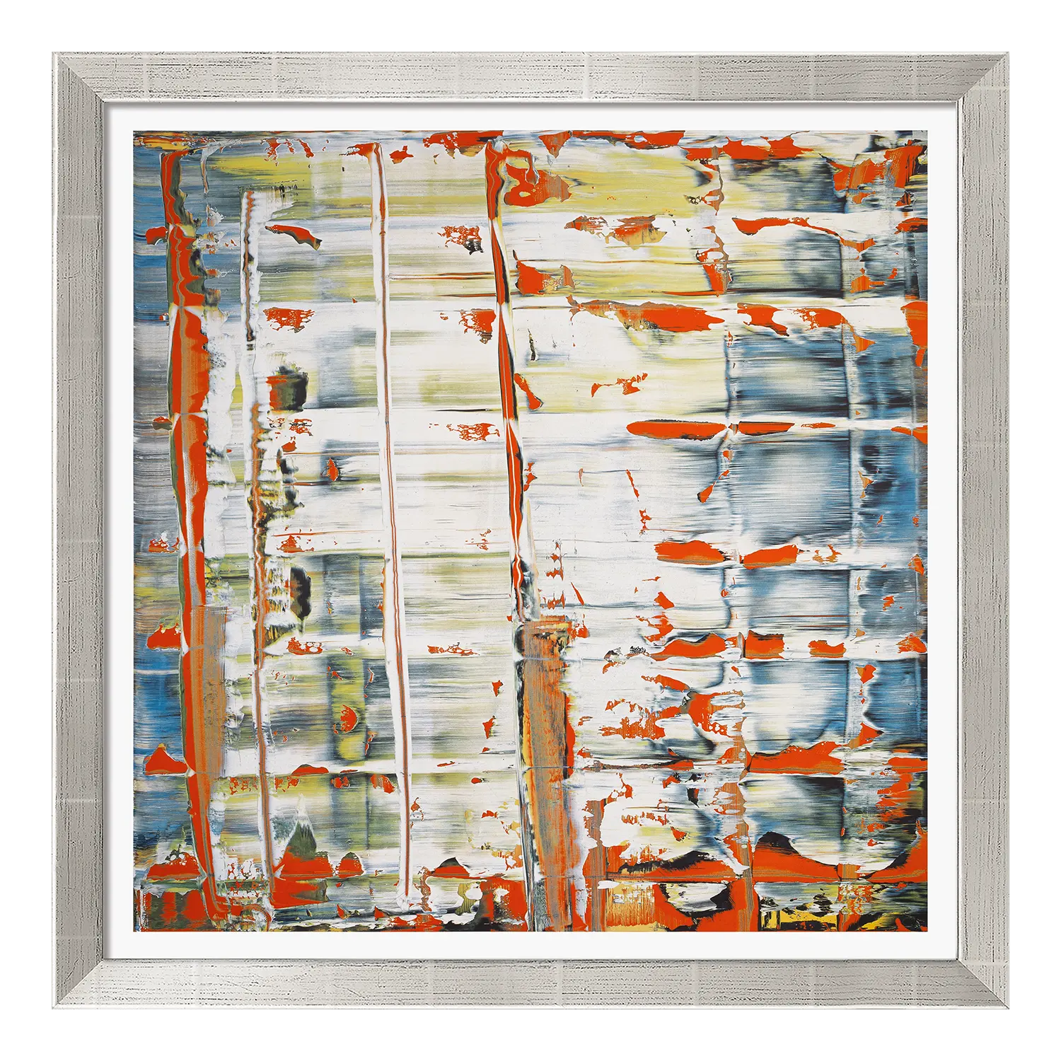 Abstraktes Bild silber gerahmt, limitierte Auflage inspiriert von Richter.