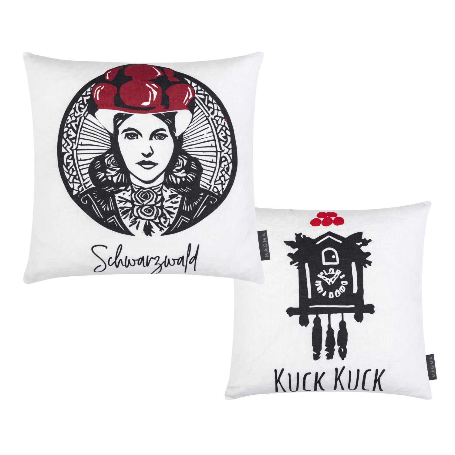 Kissenhüllen-Set „Schwarzwaldmädel & Kuck kuck“