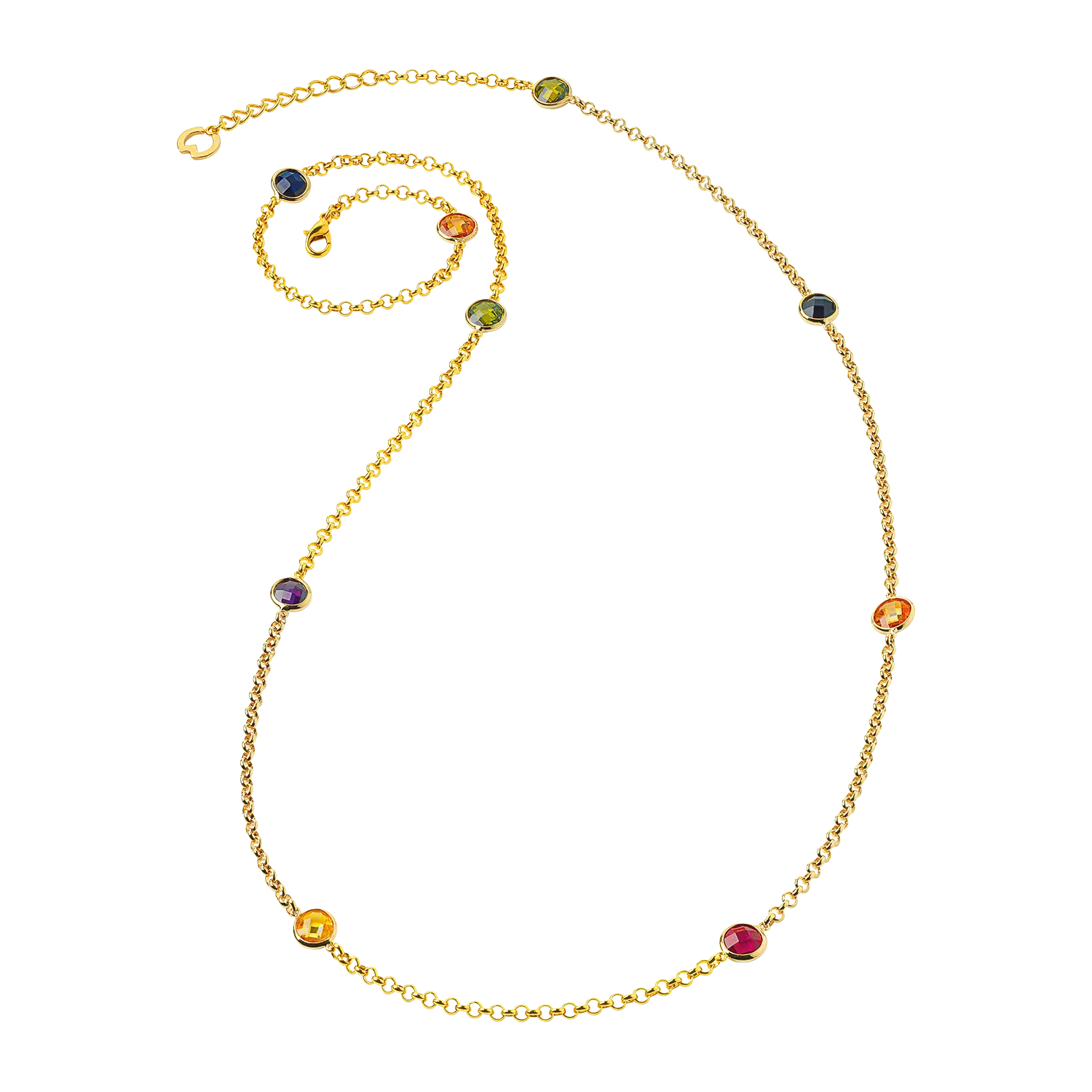 Collier Facette: 24K vergoldete Kette mit Muranoglas-Edelstein-Bezeln.