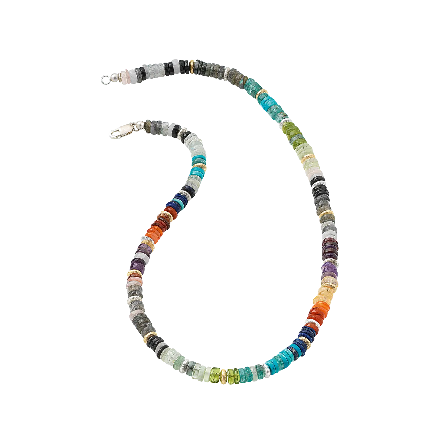Collier "Farbenfreude" mit mehrfarbigen runden Perlen in einem Strang.
