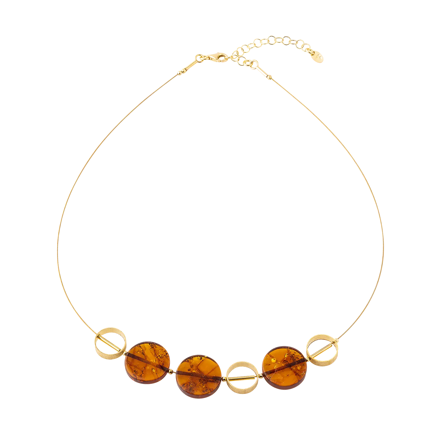 Collier "Sinope" aus vergoldetem 925er-Silber mit Bernstein-Perlen.