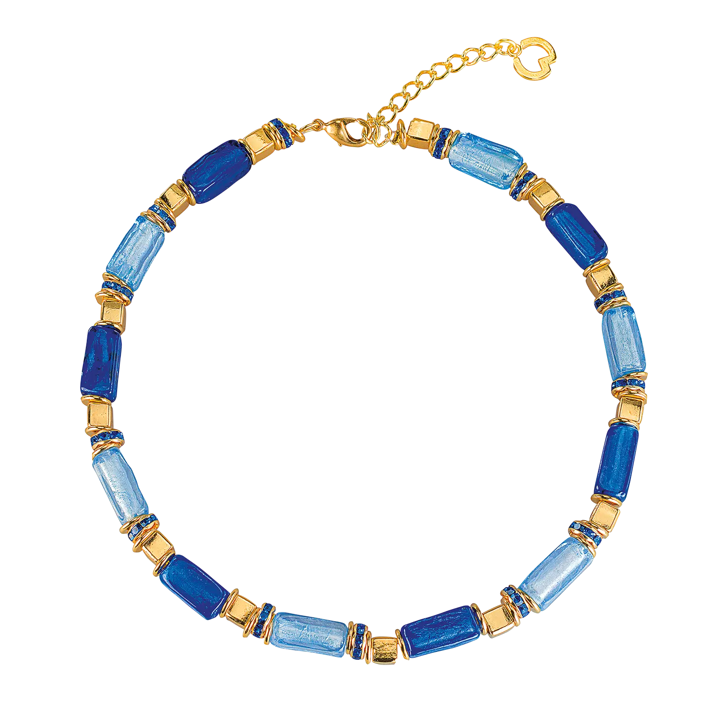 Collier "Sternennacht" von ars mundi mit 24K Gold und dunkelblauen Glasperlen.