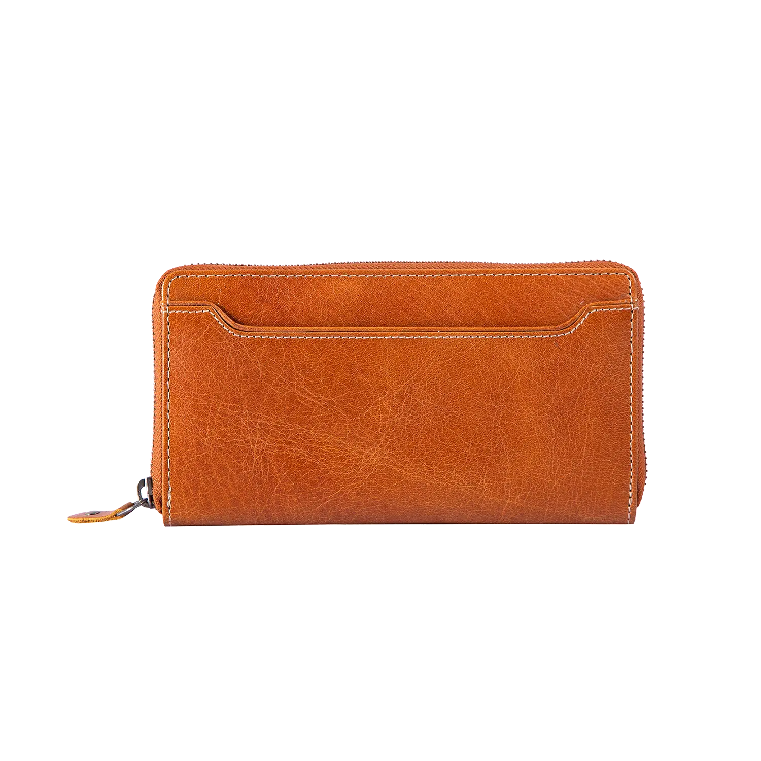 Der braune Damengeldbeutel EDELWEISS verfügt über einen Reißverschluss und ein Außenfach. Das strukturierte Leder sorgt für eine rustikale, leicht abgenutzte Optik und bietet dank RFID-Schutz zusätzliche Sicherheit.