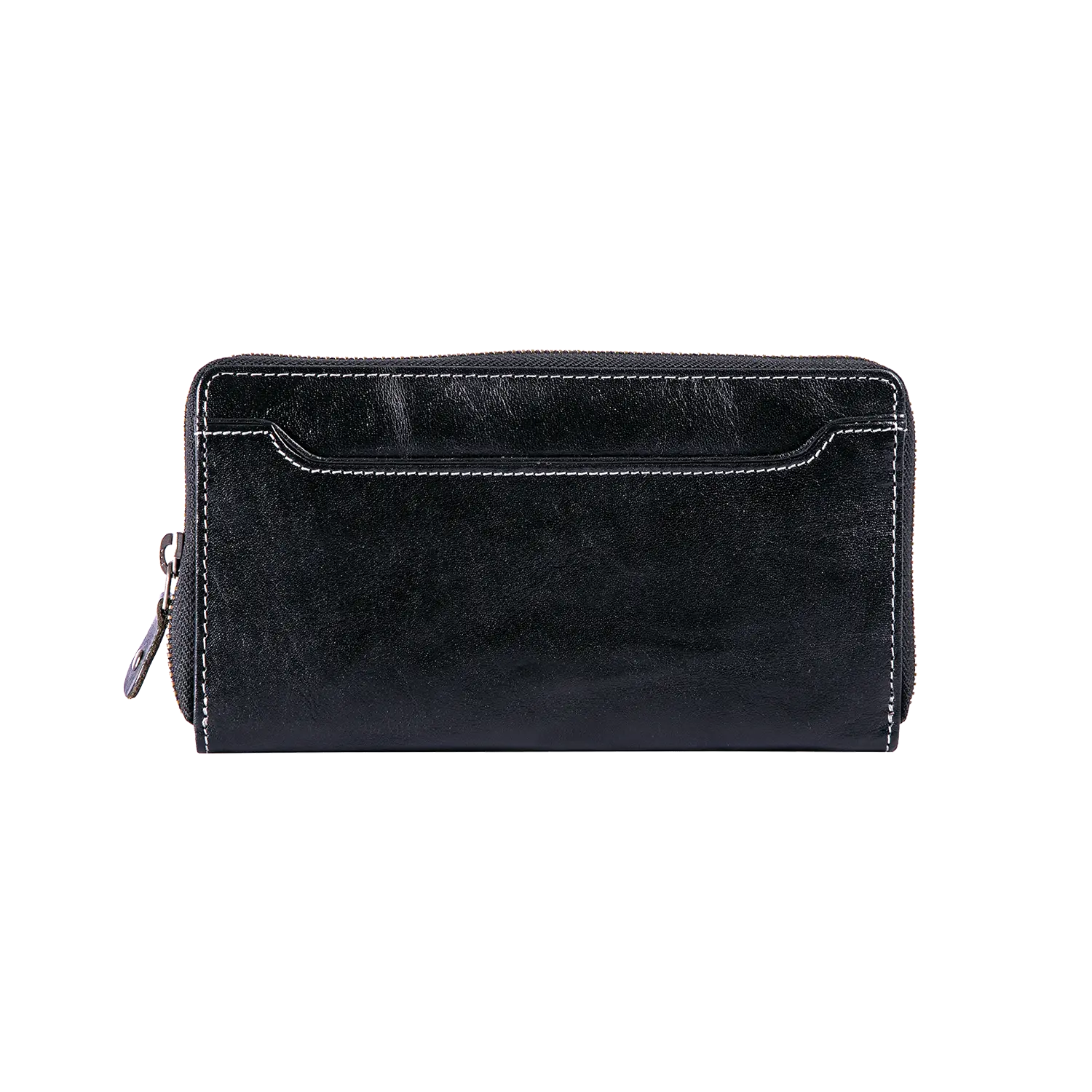 Damengeldbeutel EDELWEISS aus Büffelleder mit RFID-Schutz, schwarze Naht.